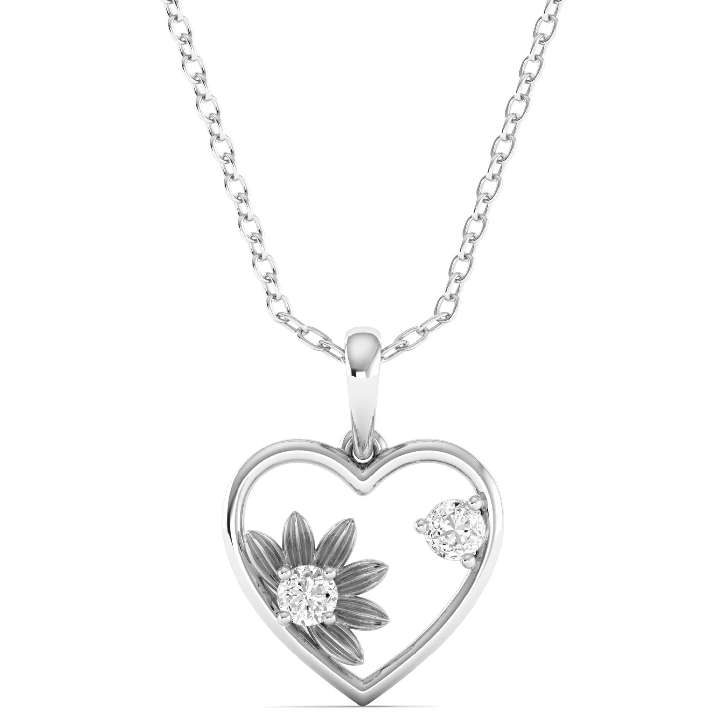 Round Cut Lab Grown Diamond Heart Floral Pendant 9k Solid Gold - Image 7