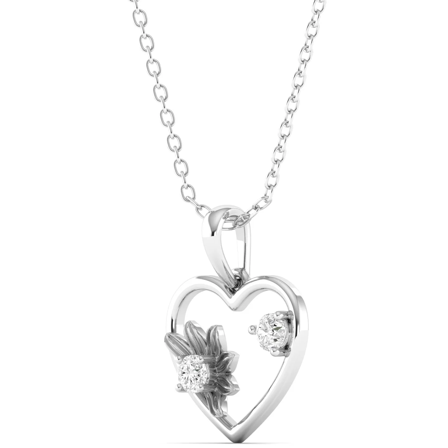 Round Cut Lab Grown Diamond Heart Floral Pendant 9k Solid Gold - Image 9