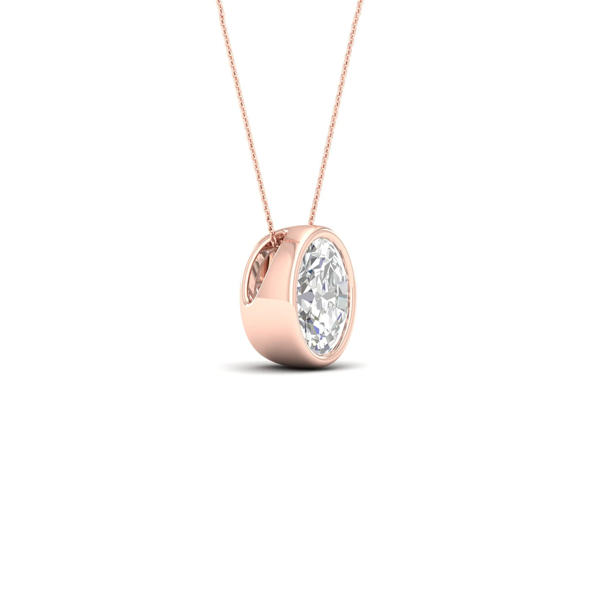 1/2 ctw Oval Bezel Set Solitaire Pendant - Image 10
