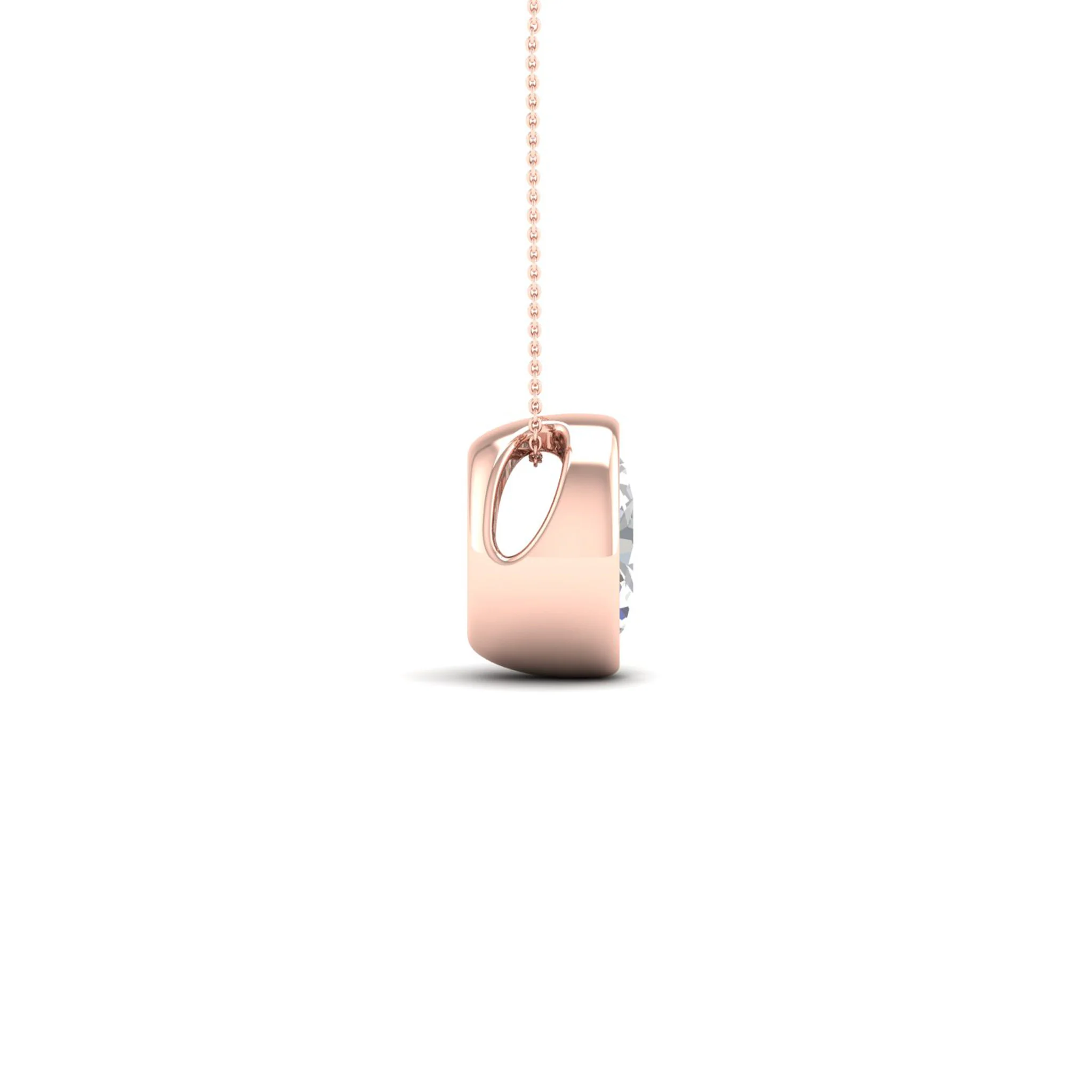1/2 ctw Oval Bezel Set Solitaire Pendant - Image 11