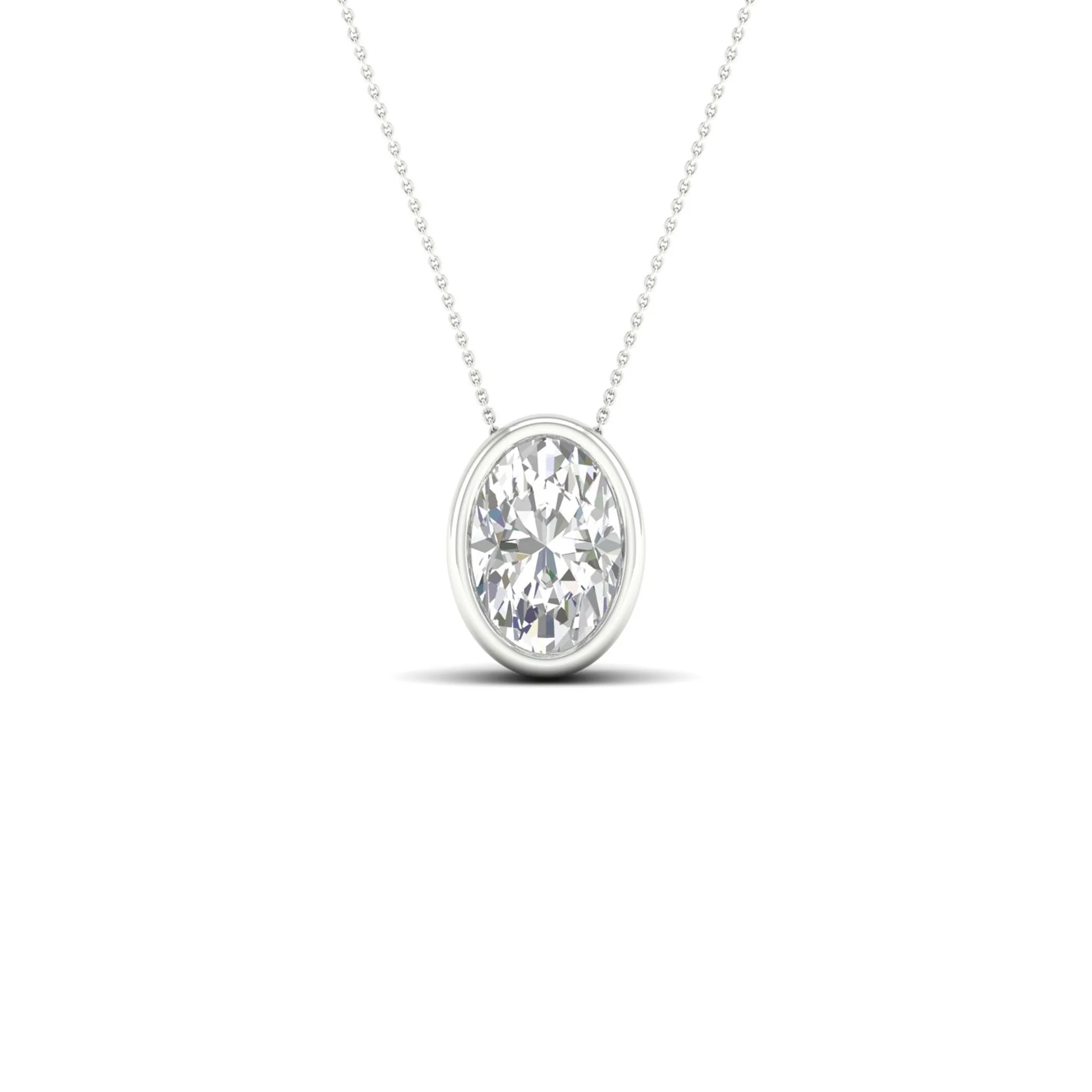 1/2 ctw Oval Bezel Set Solitaire Pendant - Image 5