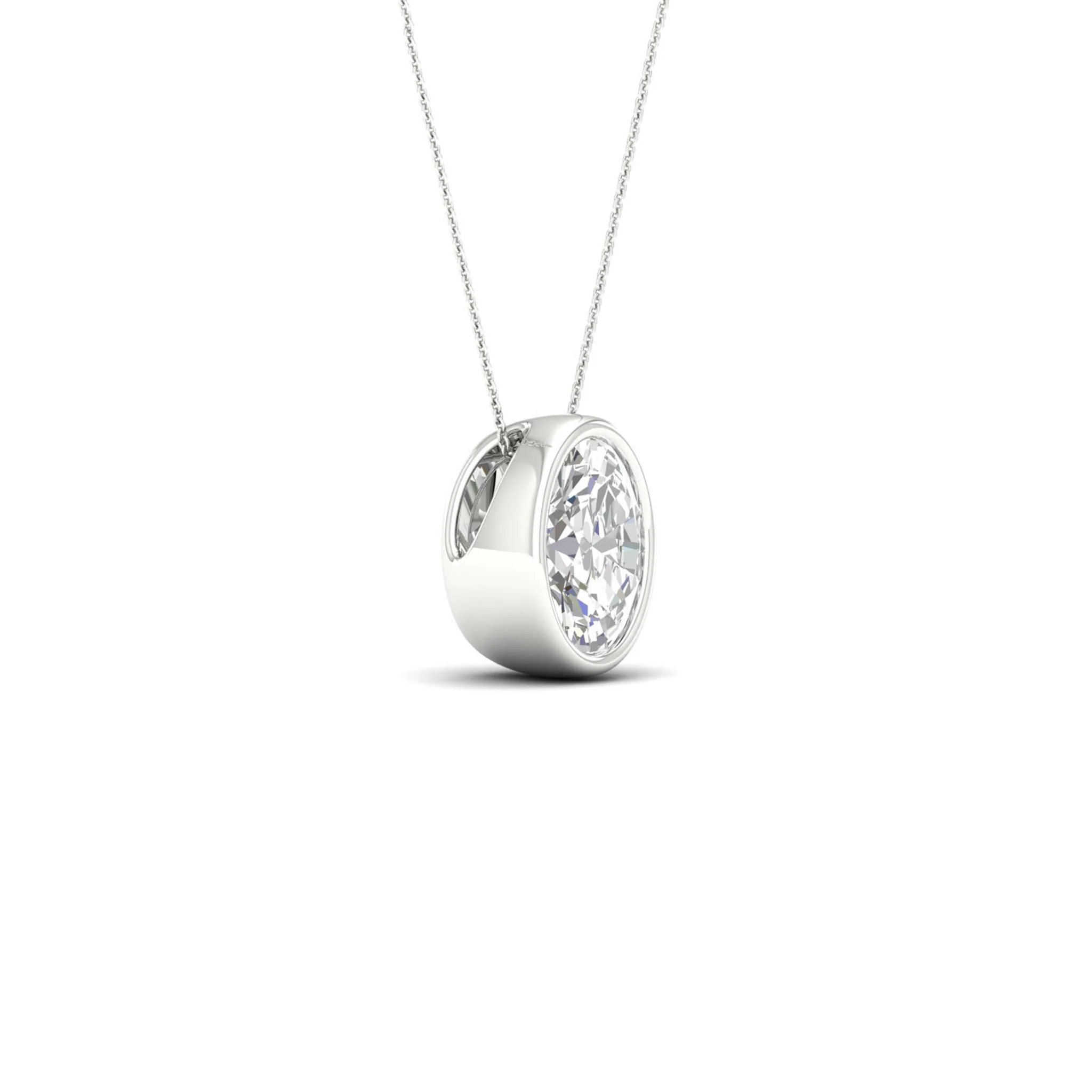 1/2 ctw Oval Bezel Set Solitaire Pendant - Image 6