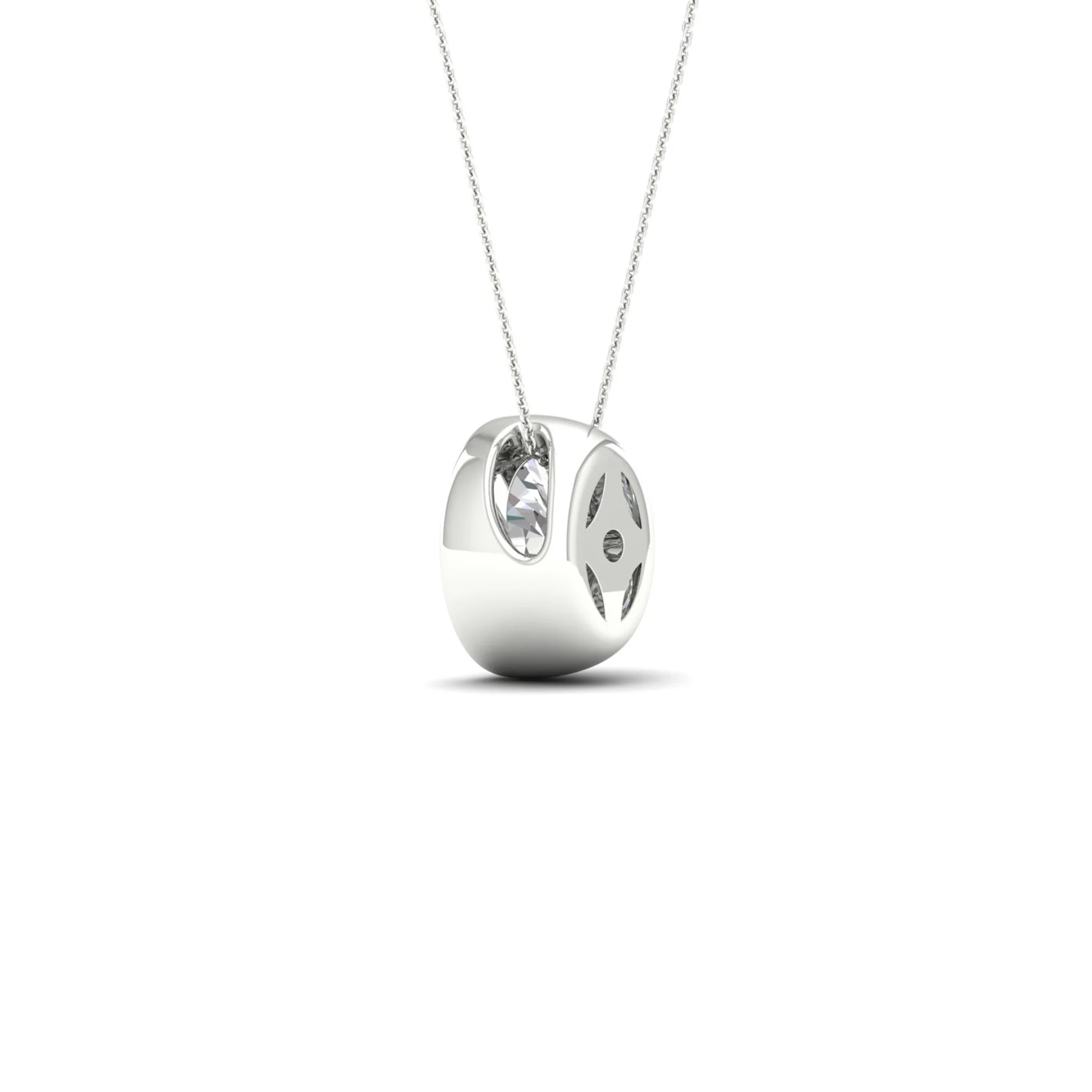 1/2 ctw Oval Bezel Set Solitaire Pendant - Image 8