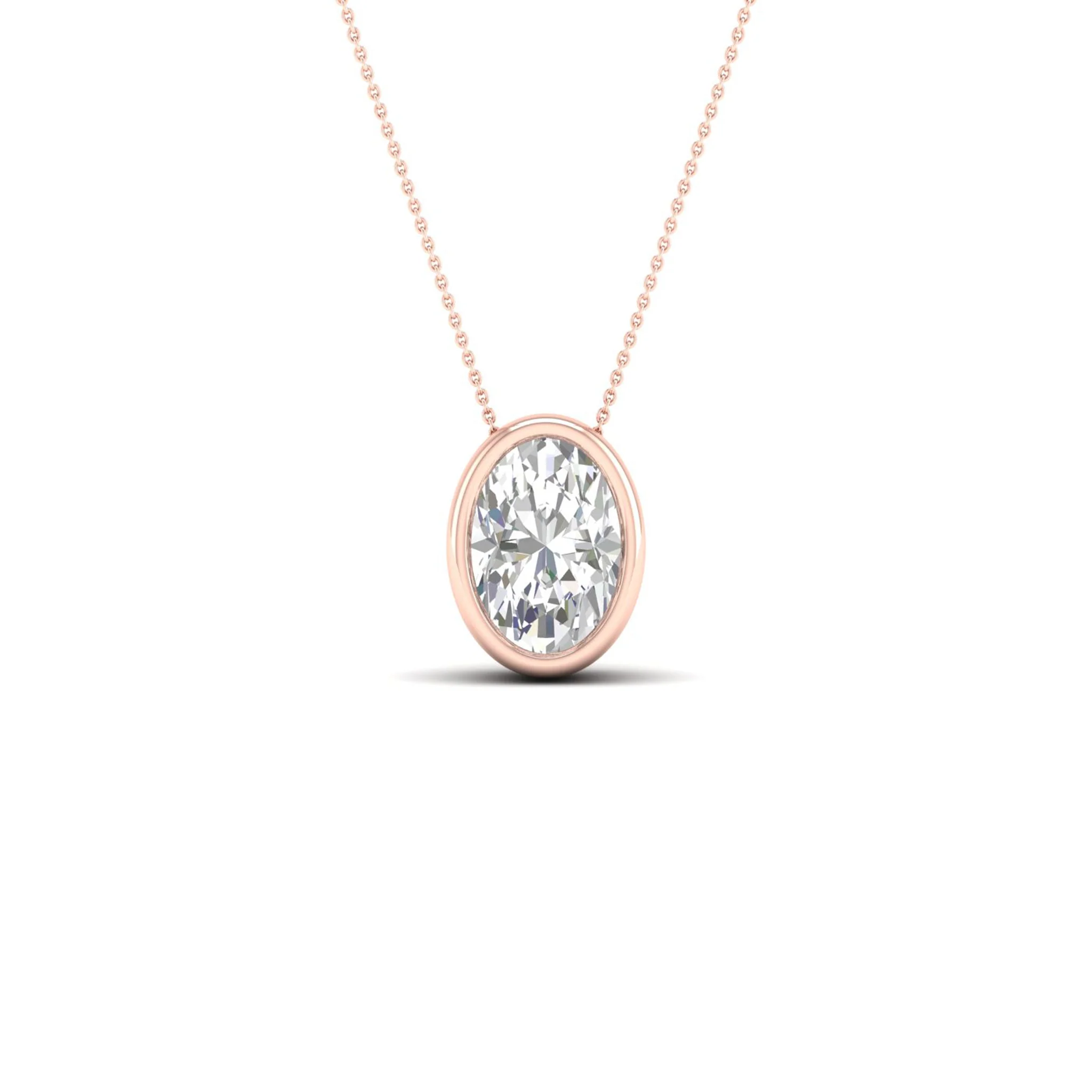 1/2 ctw Oval Bezel Set Solitaire Pendant - Image 9