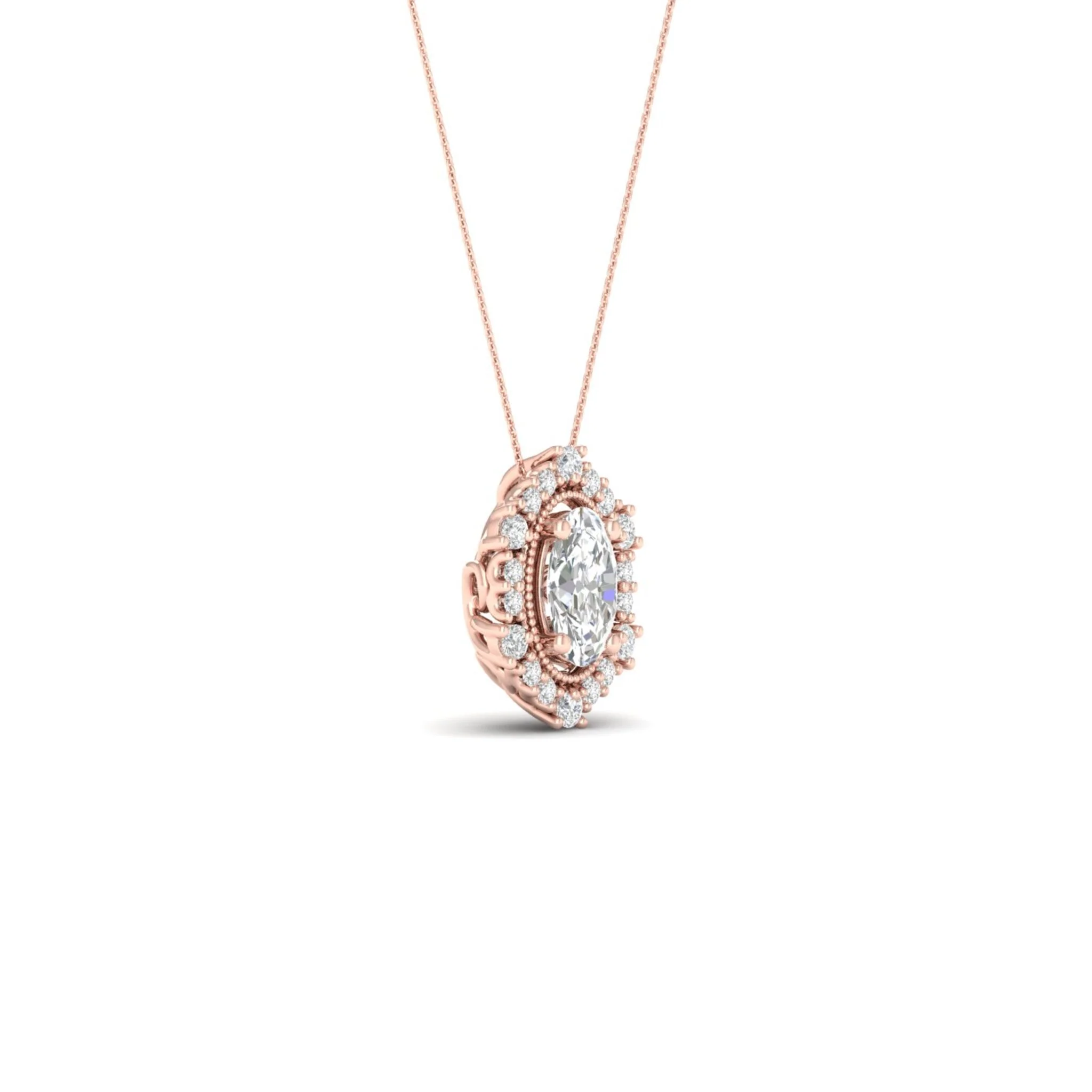 1/2 ctw Oval Hexagonal Halo Pendant - Image 10