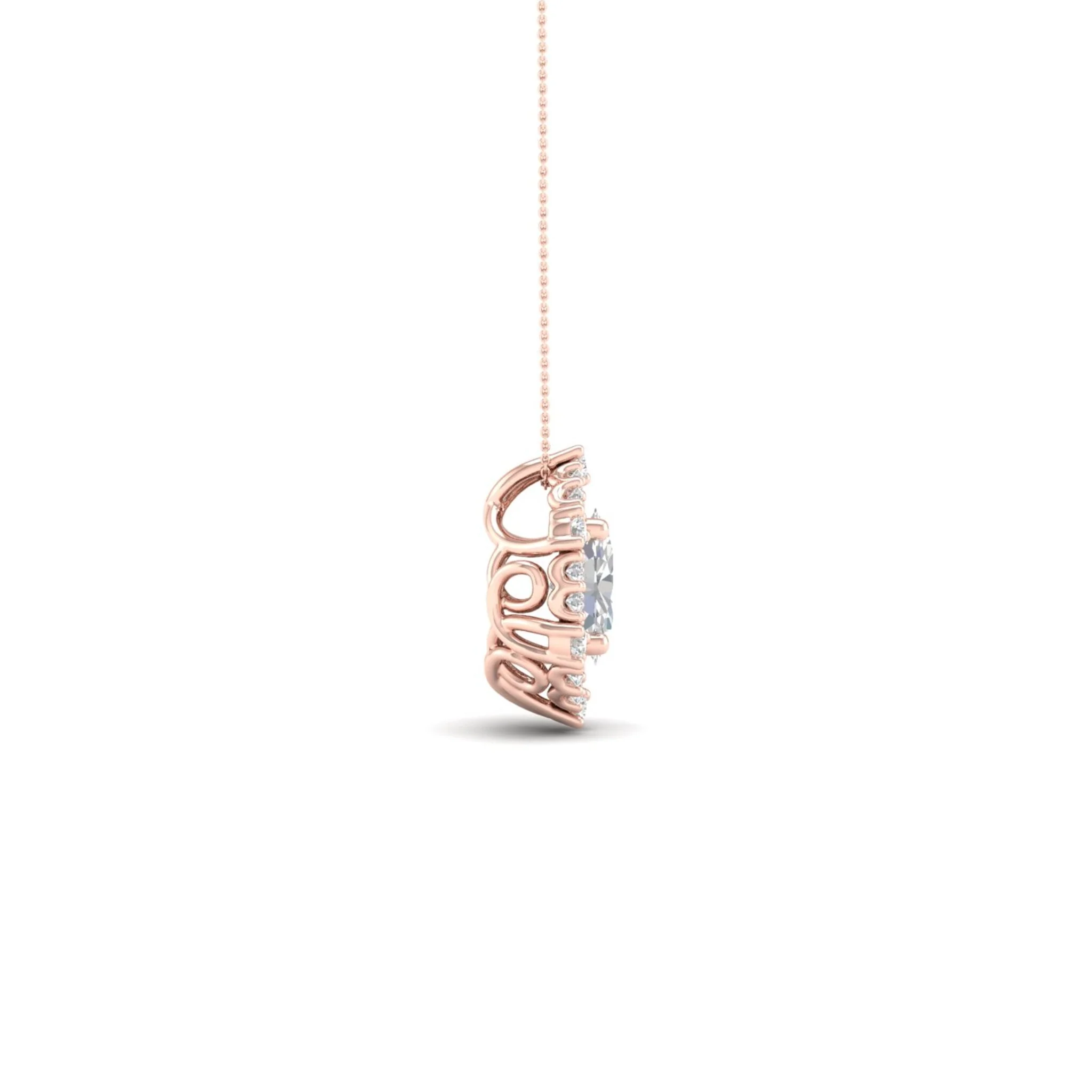 1/2 ctw Oval Hexagonal Halo Pendant - Image 11