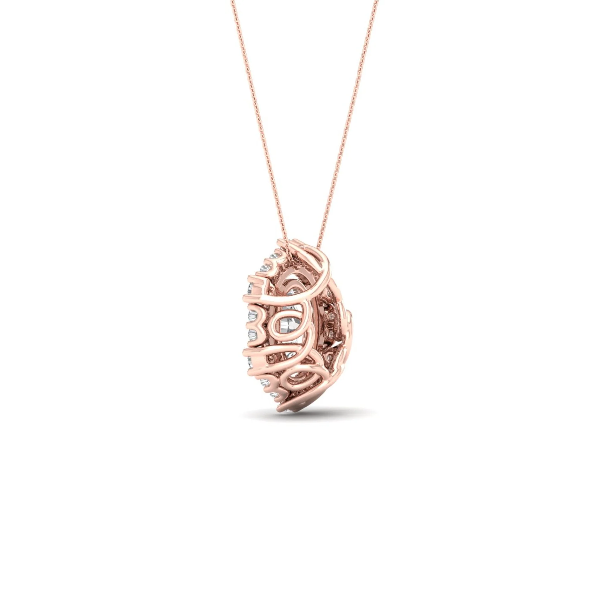 1/2 ctw Oval Hexagonal Halo Pendant - Image 12