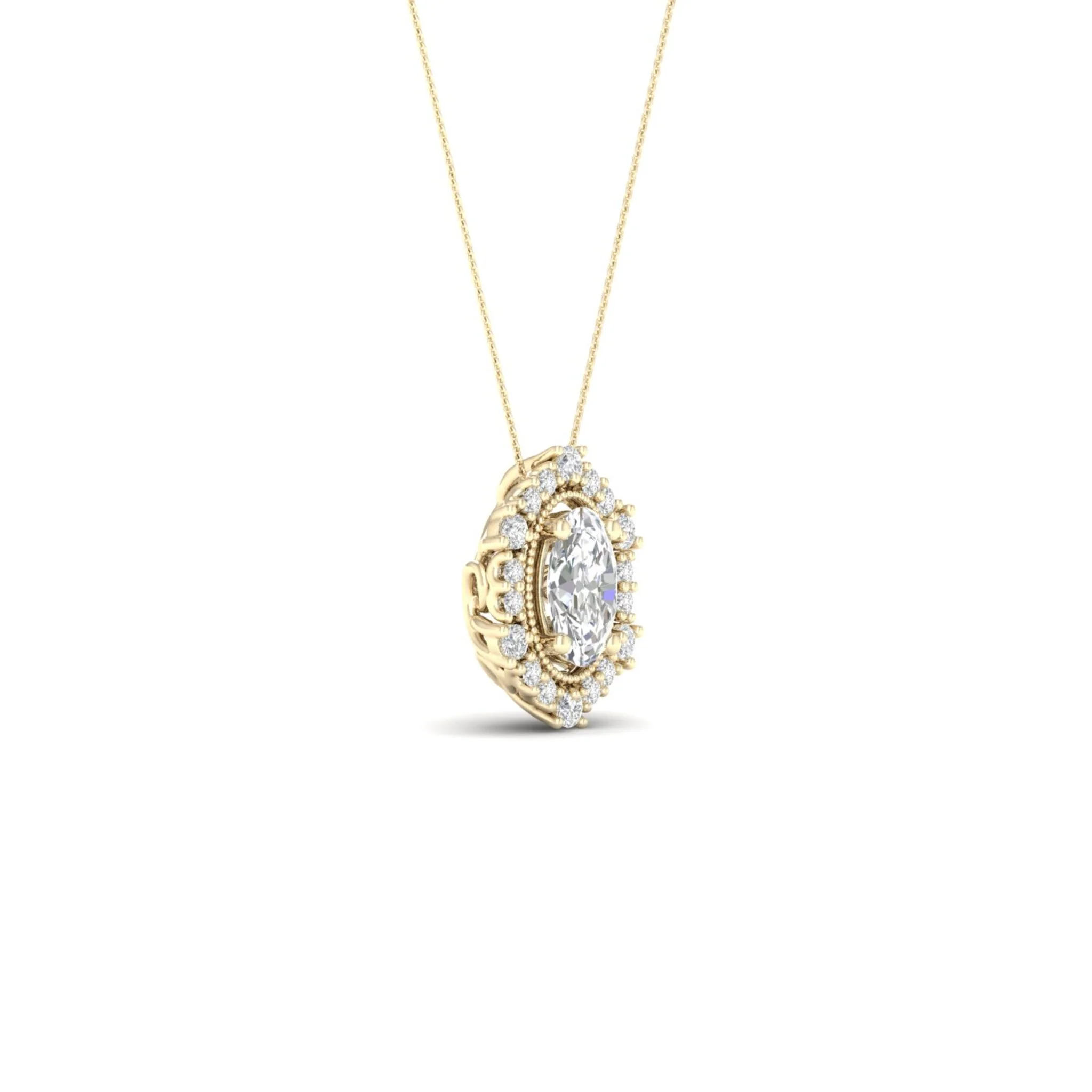 1/2 ctw Oval Hexagonal Halo Pendant - Image 3
