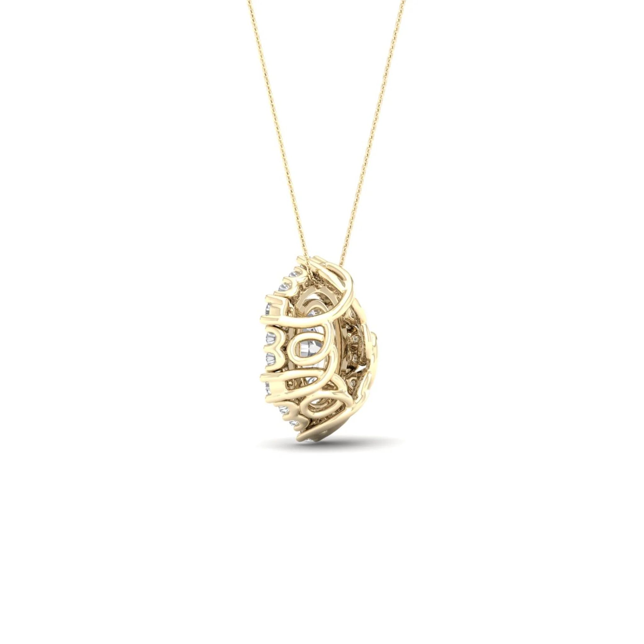 1/2 ctw Oval Hexagonal Halo Pendant - Image 4