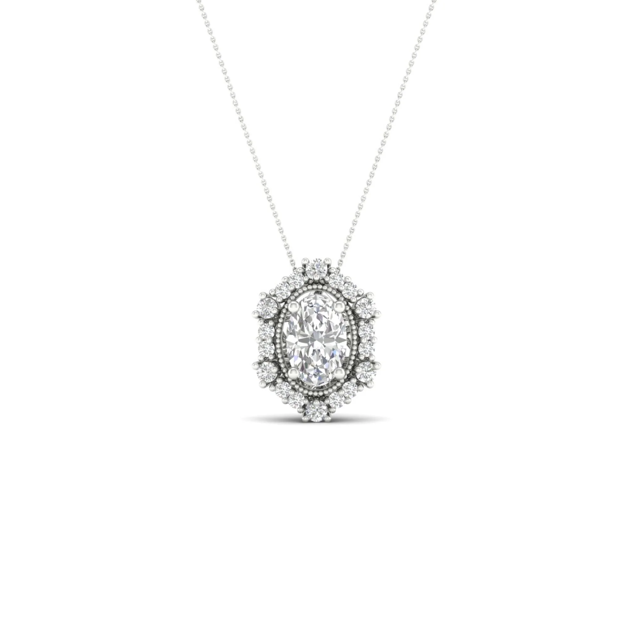 1/2 ctw Oval Hexagonal Halo Pendant - Image 5