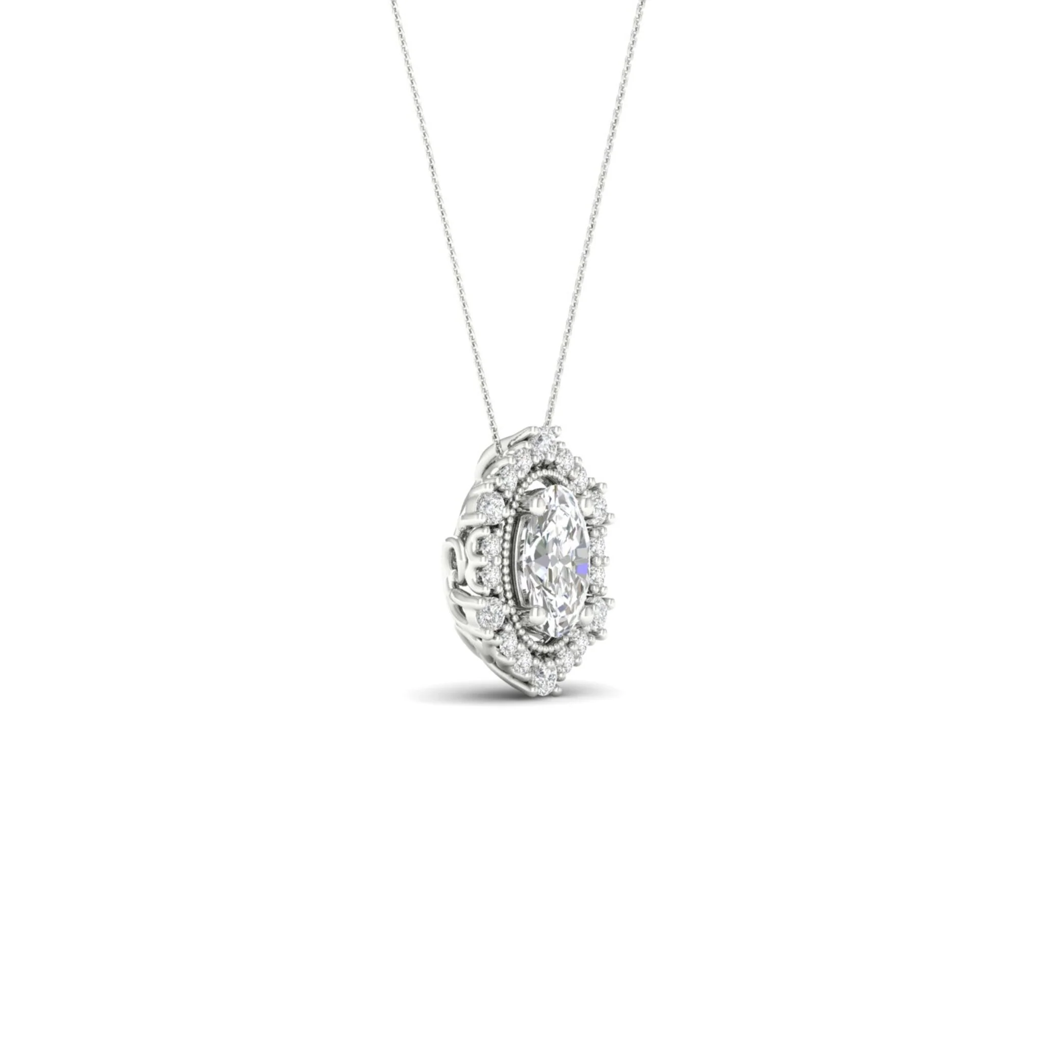 1/2 ctw Oval Hexagonal Halo Pendant - Image 6