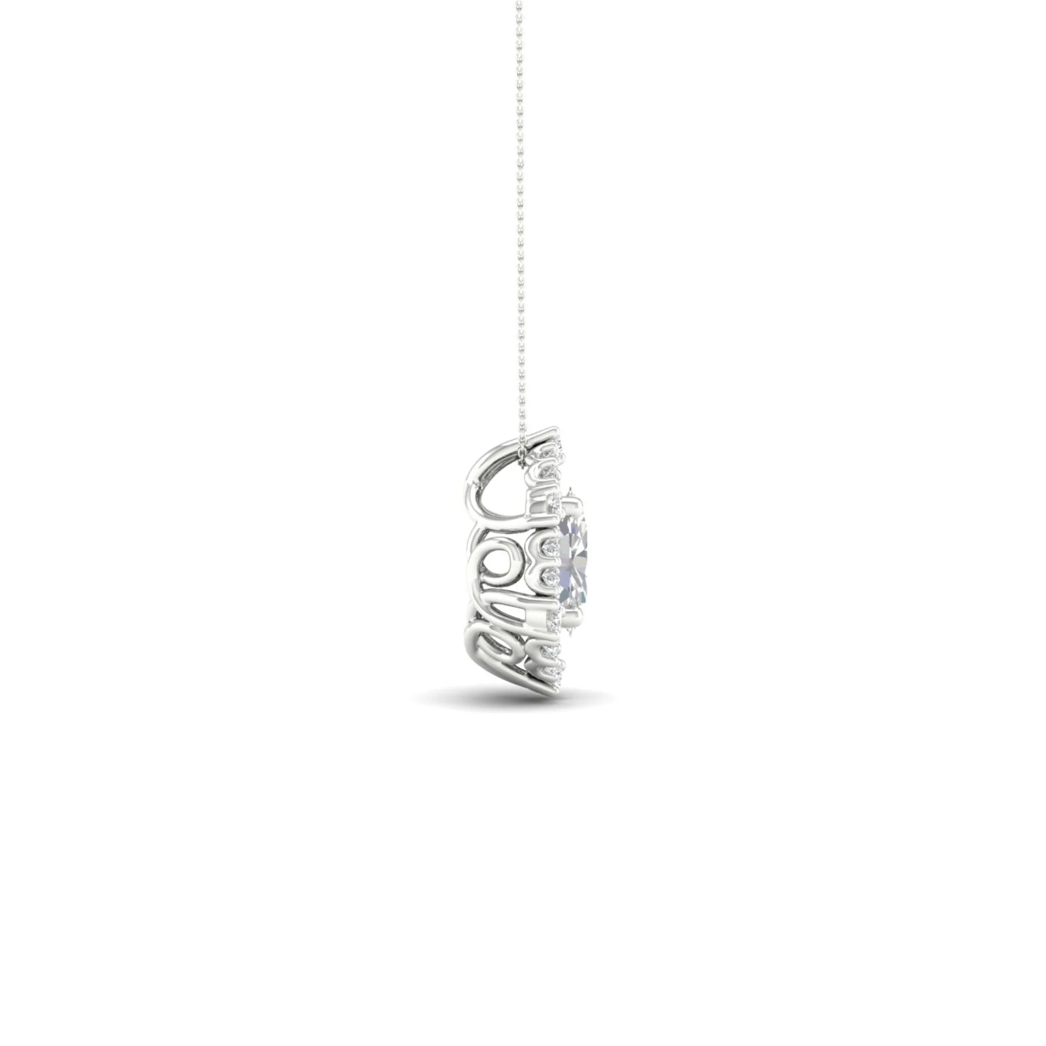 1/2 ctw Oval Hexagonal Halo Pendant - Image 7