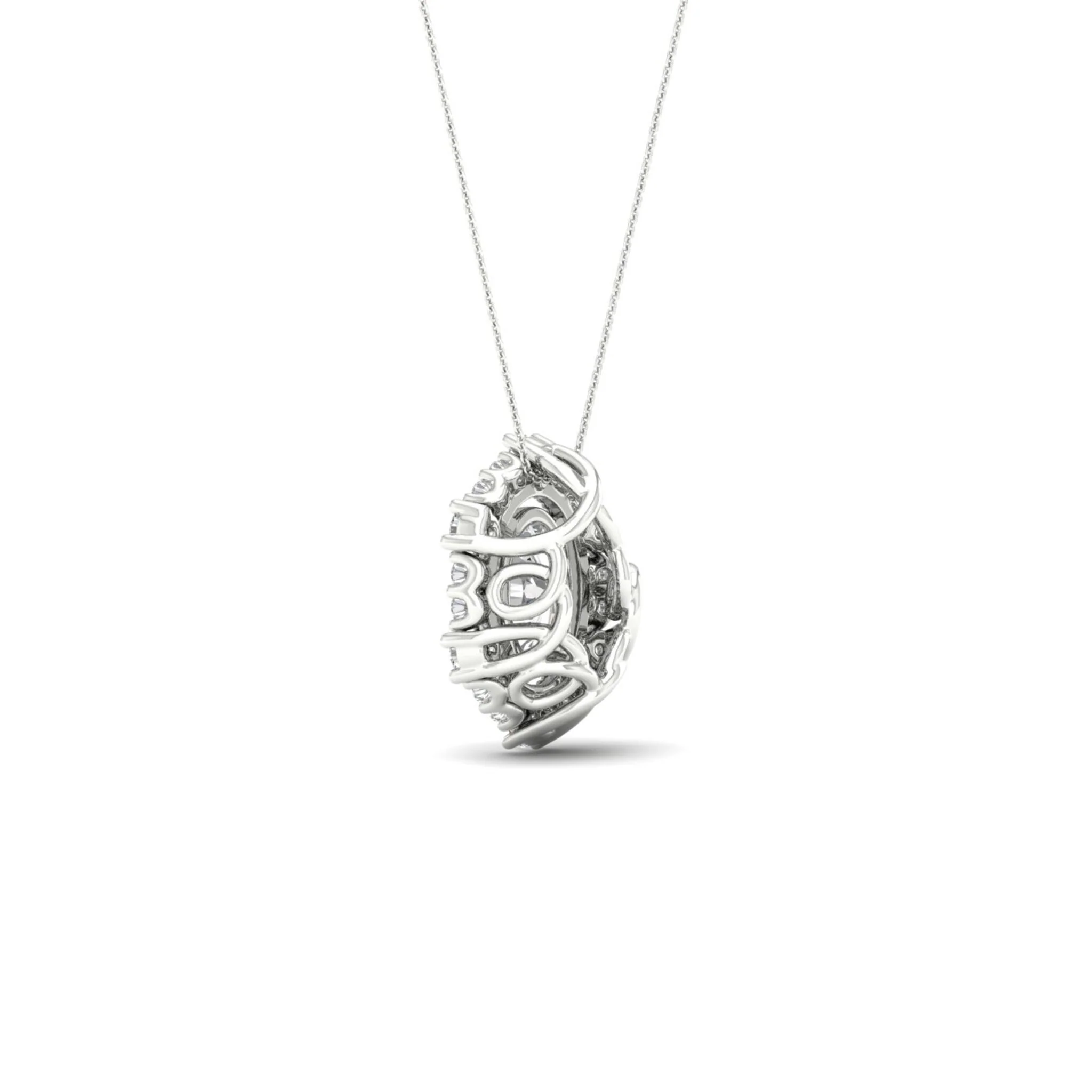 1/2 ctw Oval Hexagonal Halo Pendant - Image 8