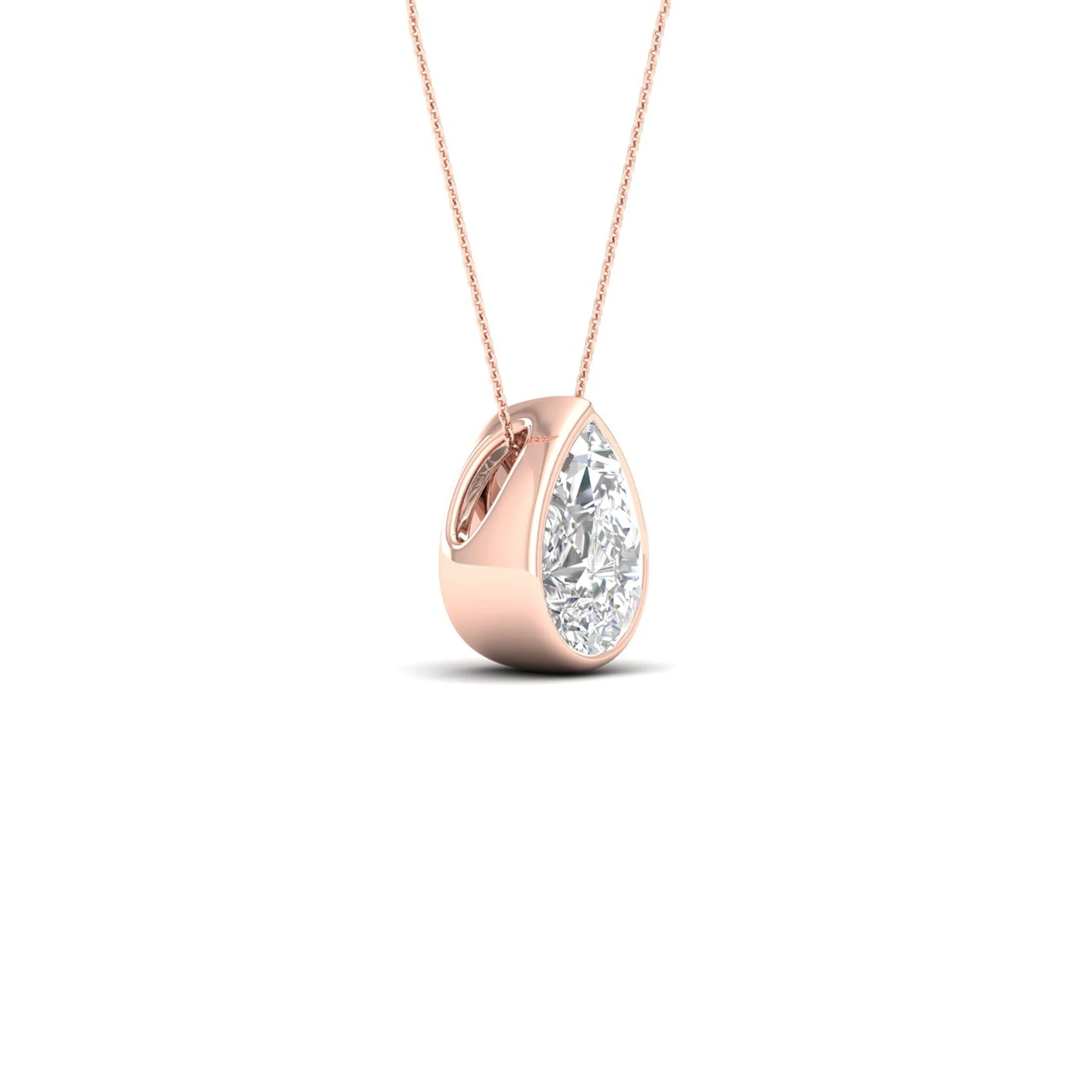 1/2 ctw Pear Bezel Set Solitaire Pendant - Image 10