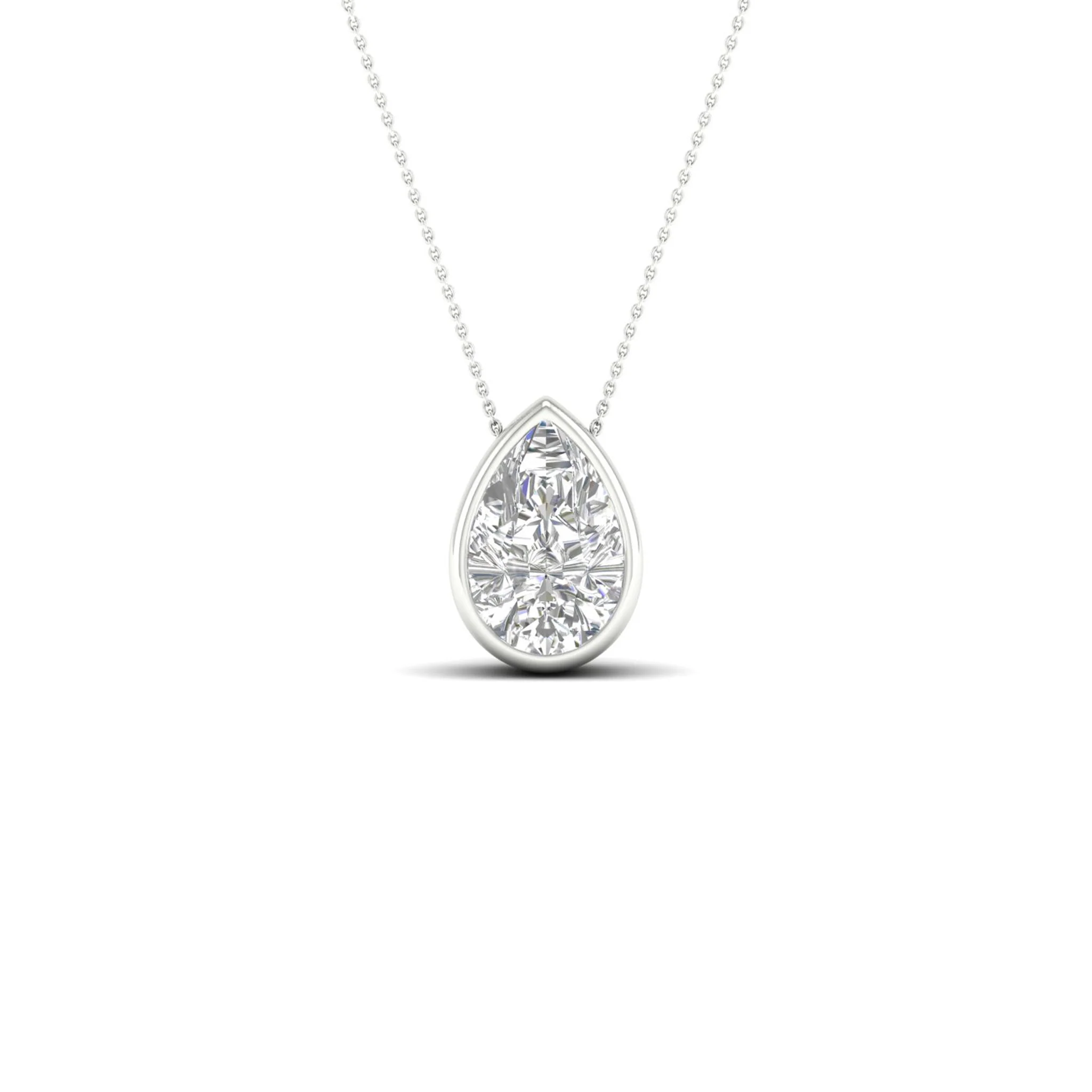 1/2 ctw Pear Bezel Set Solitaire Pendant - Image 5