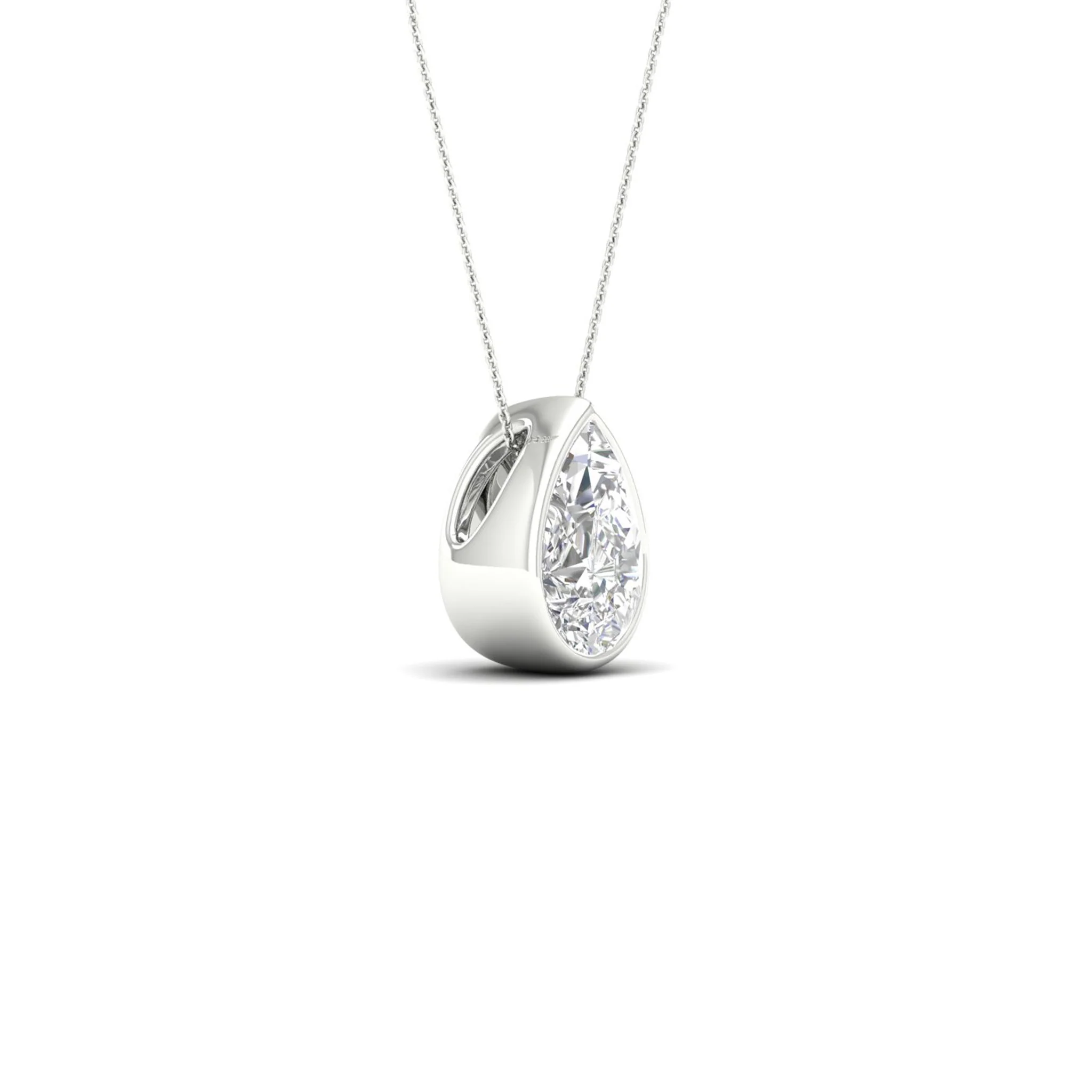 1/2 ctw Pear Bezel Set Solitaire Pendant - Image 6