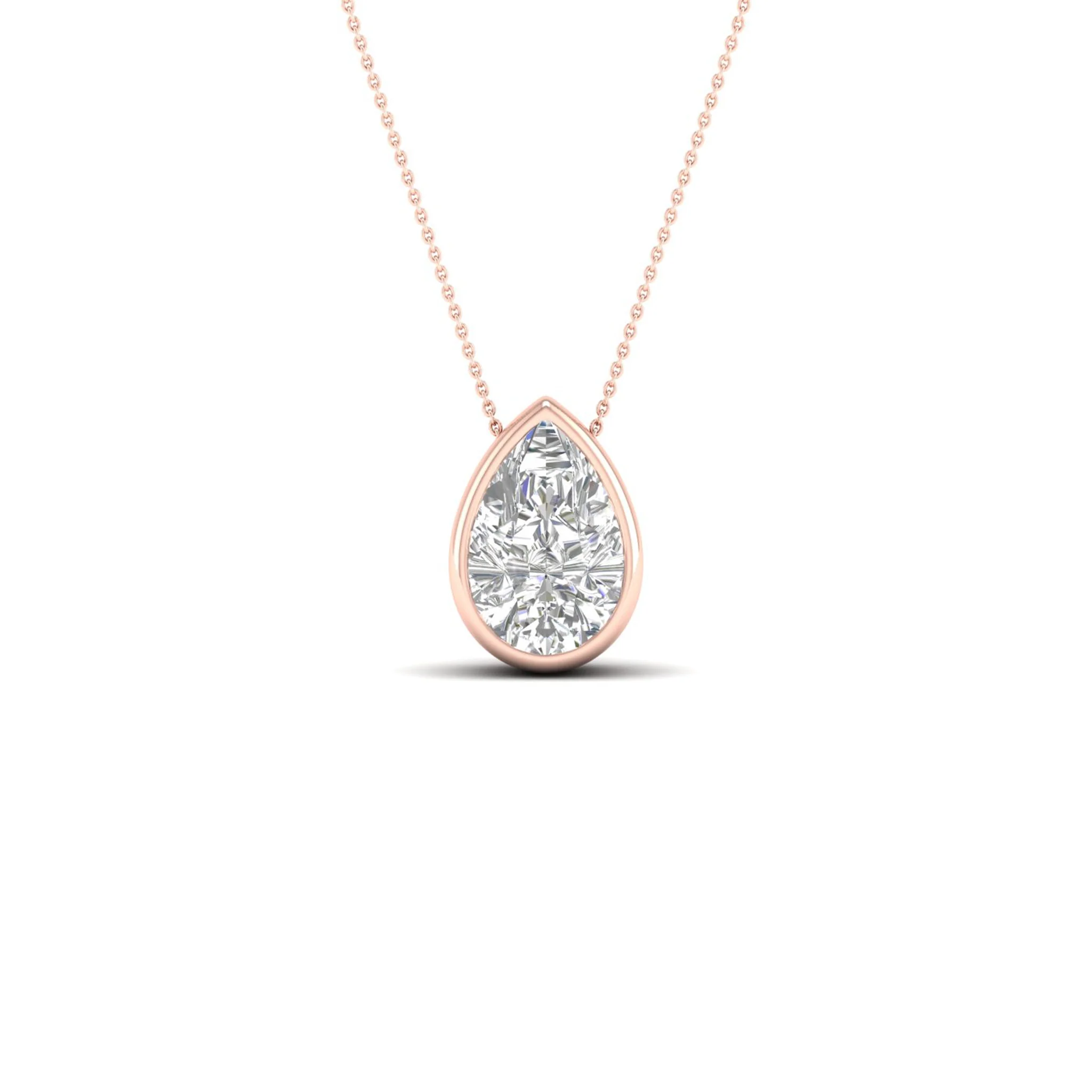 1/2 ctw Pear Bezel Set Solitaire Pendant - Image 9