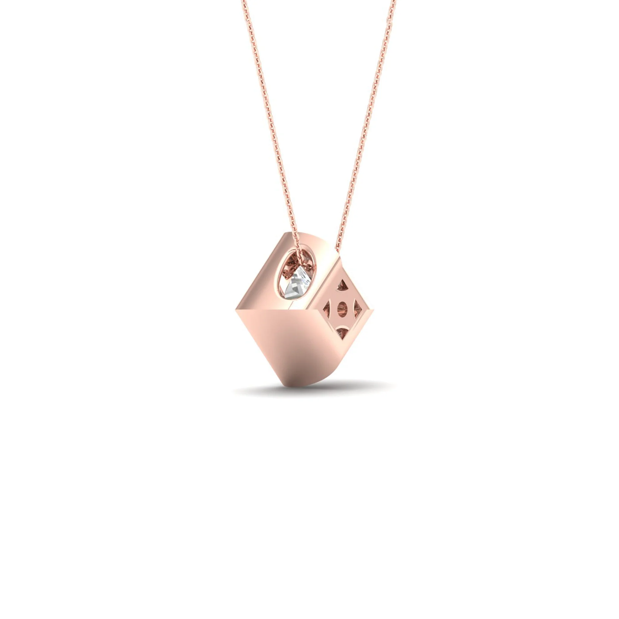 1/2 ctw Princess Bezel Set Solitaire Pendant - Image 10