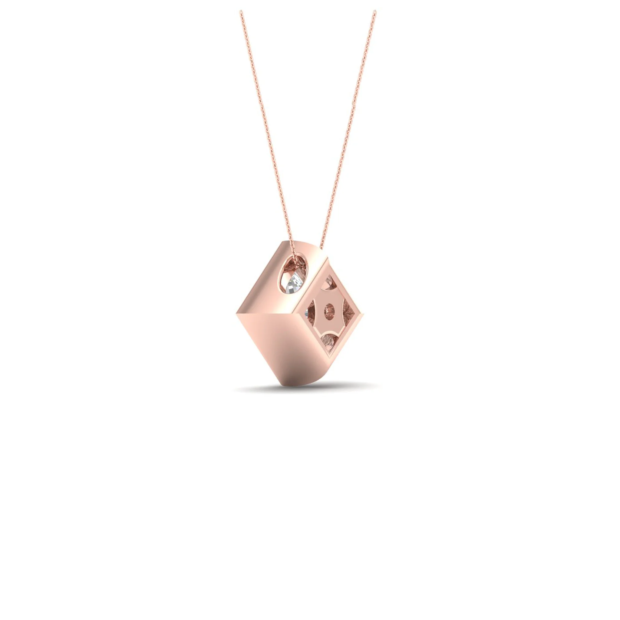 1/2 ctw Princess Bezel Set Solitaire Pendant - Image 12