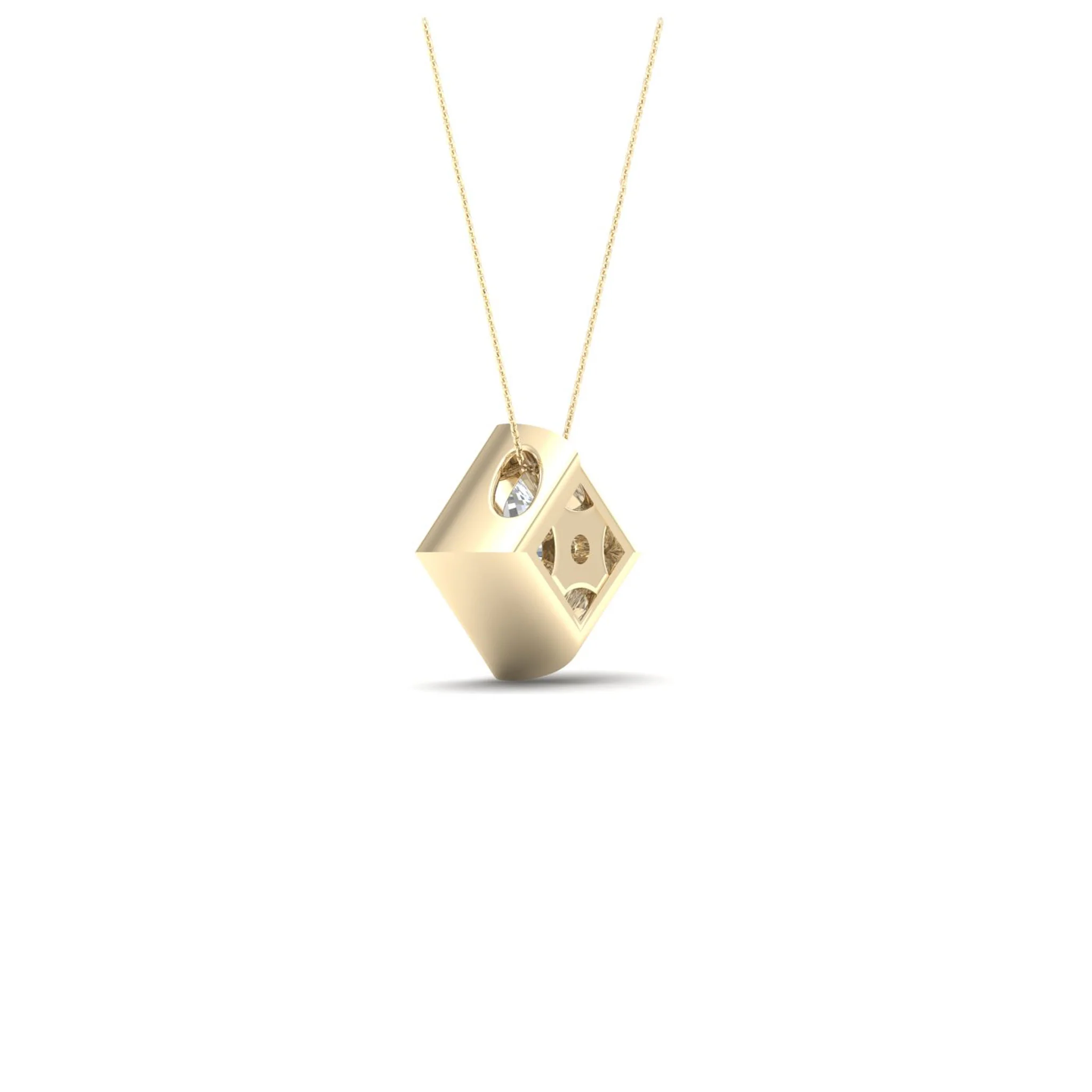 1/2 ctw Princess Bezel Set Solitaire Pendant - Image 4