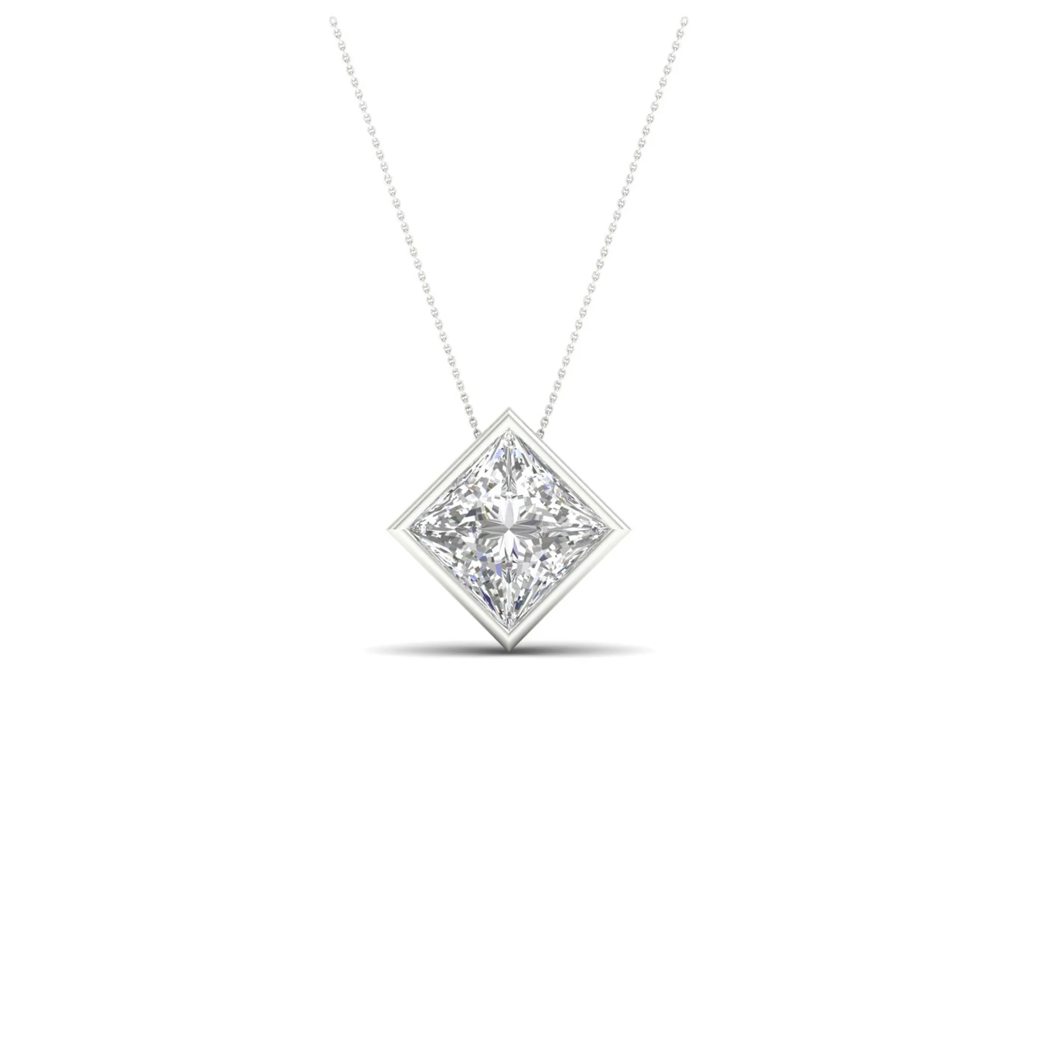 1/2 ctw Princess Bezel Set Solitaire Pendant - Image 5