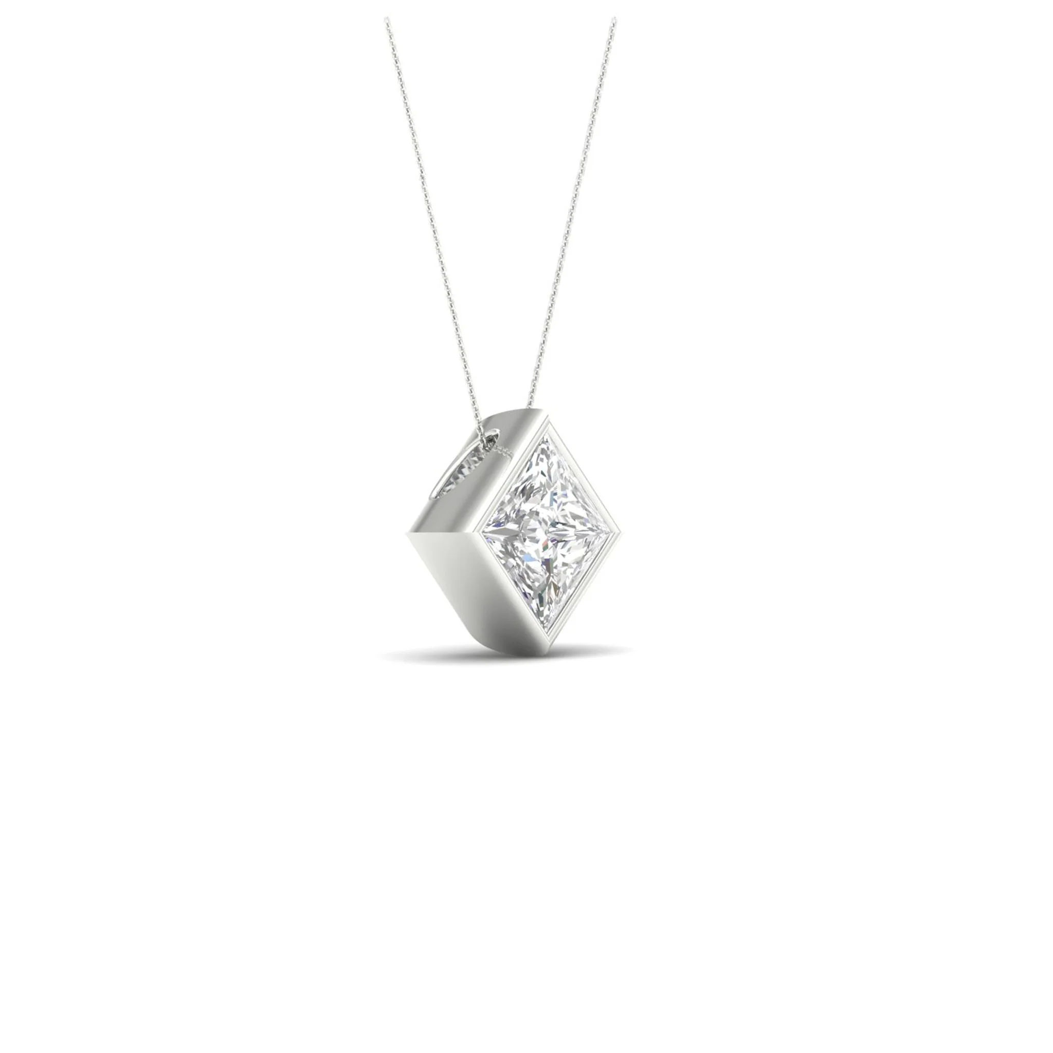 1/2 ctw Princess Bezel Set Solitaire Pendant - Image 6