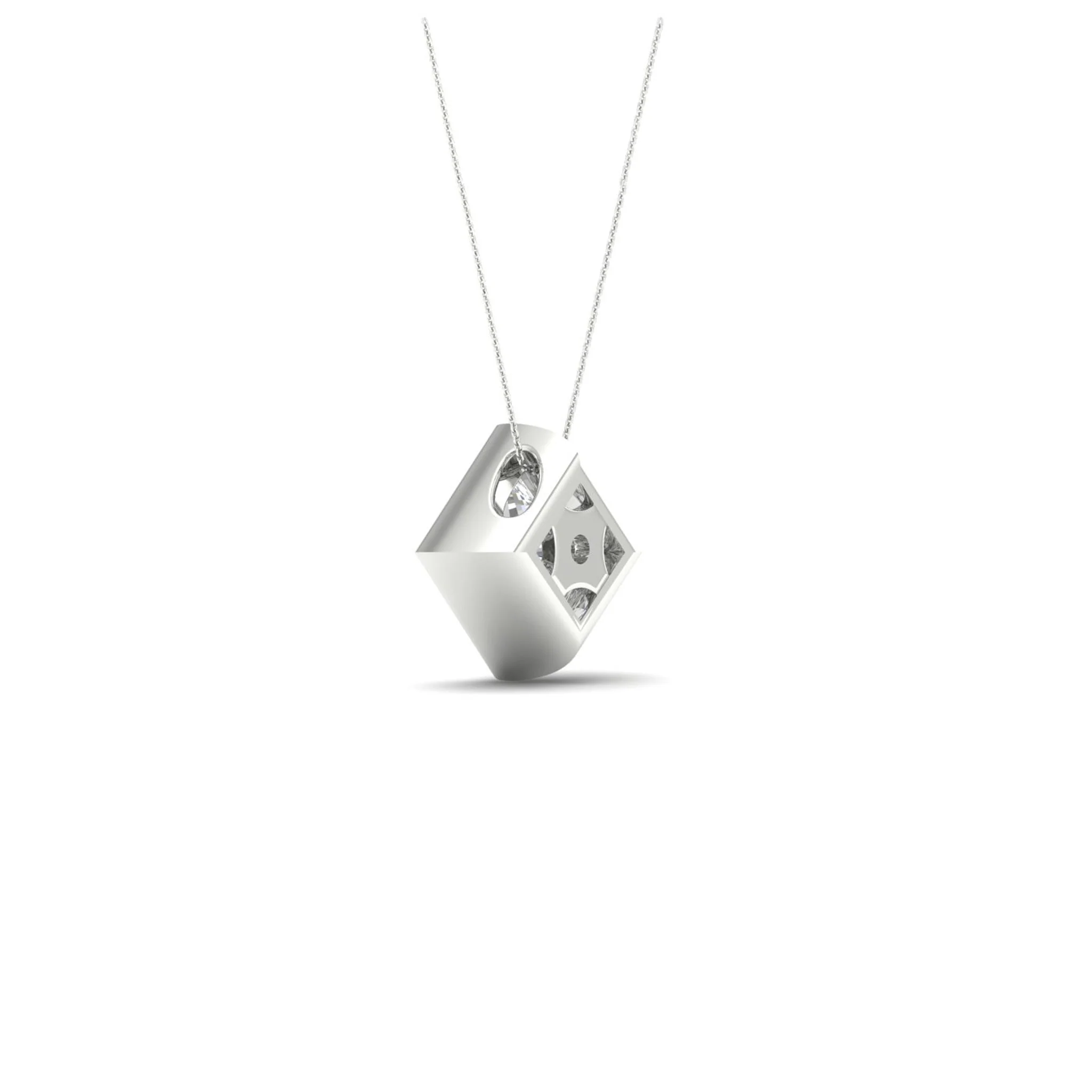 1/2 ctw Princess Bezel Set Solitaire Pendant - Image 8