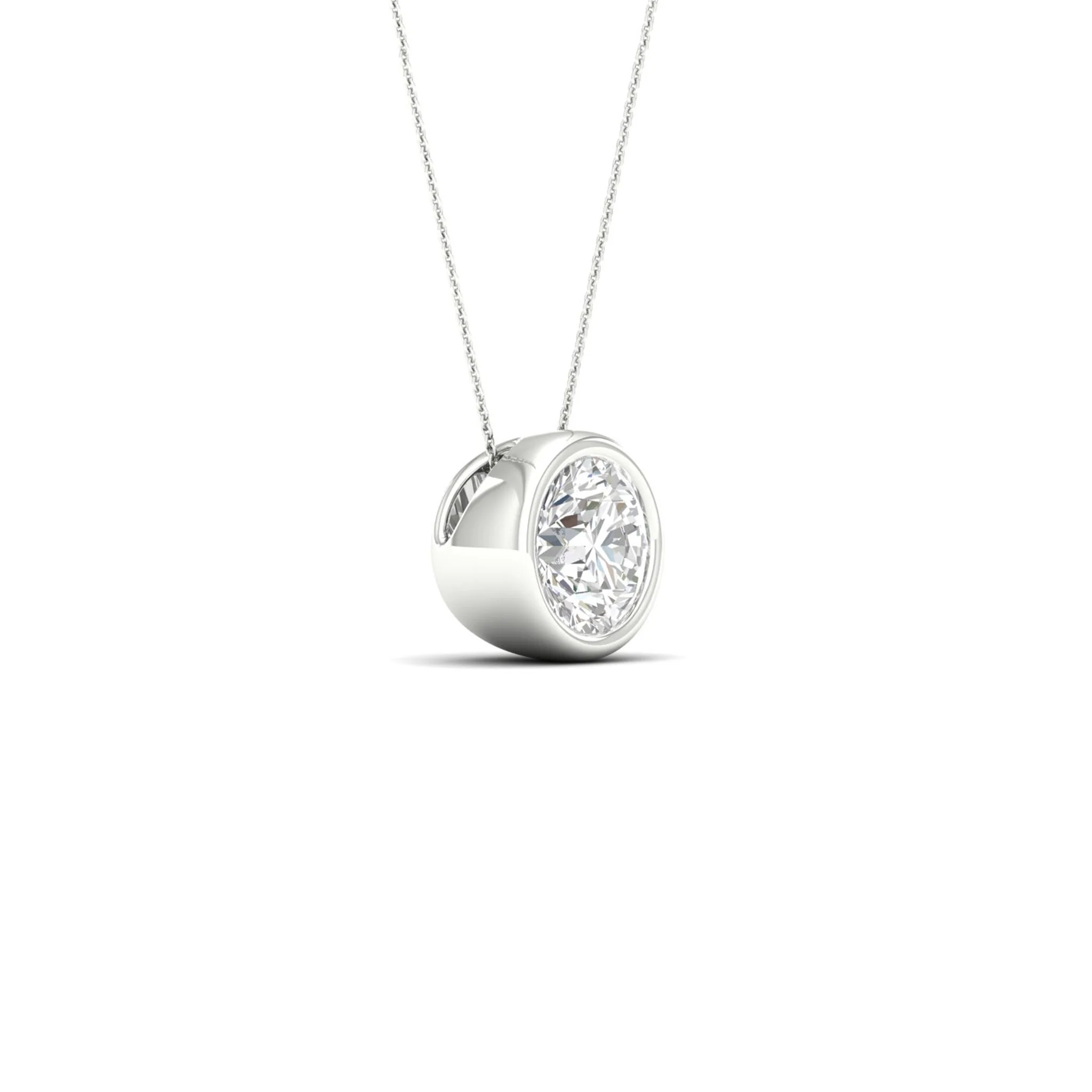 1/2 ctw Round Bezel Set Solitaire Pendant - Image 10