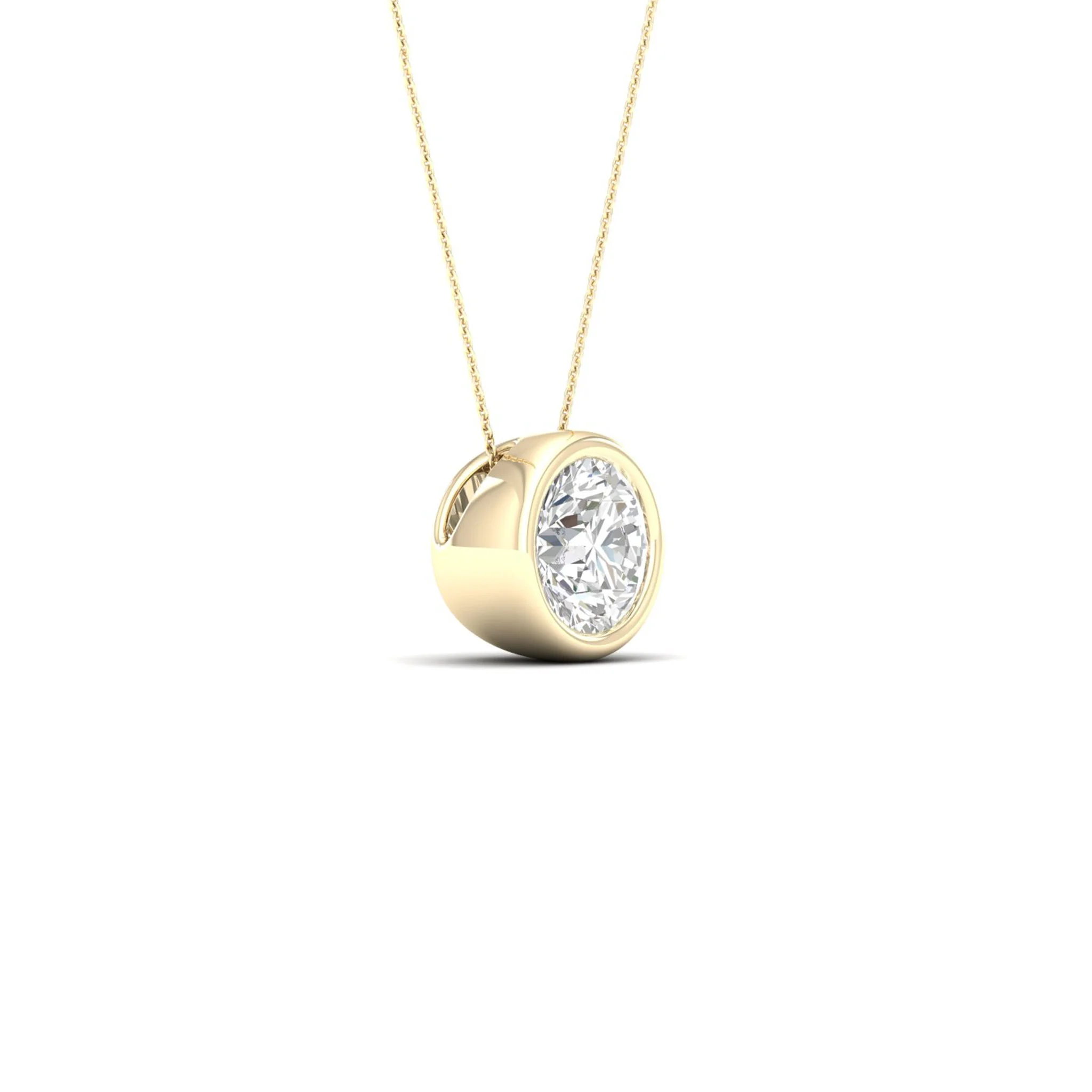 1/2 ctw Round Bezel Set Solitaire Pendant - Image 3