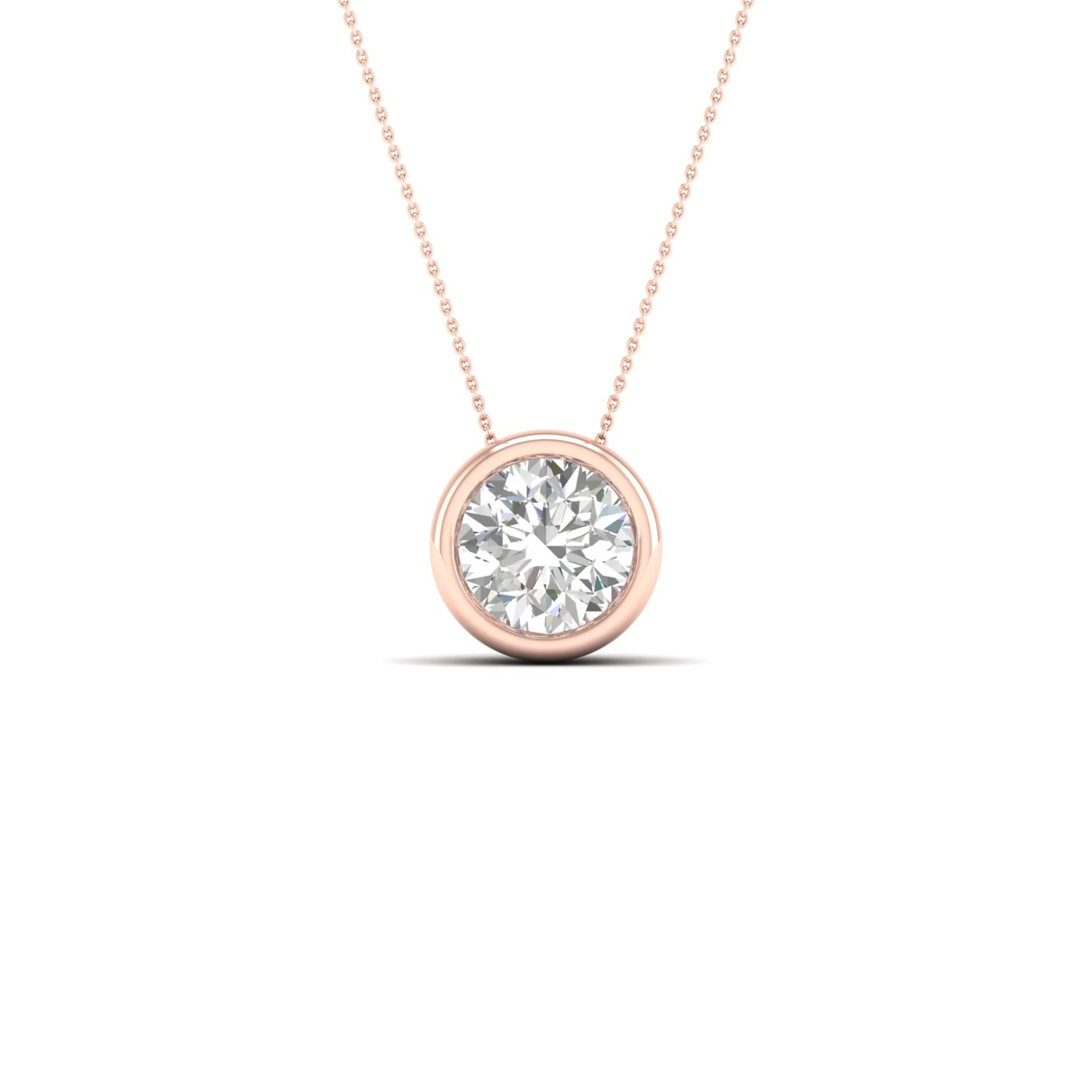 1/2 ctw Round Bezel Set Solitaire Pendant - Image 5