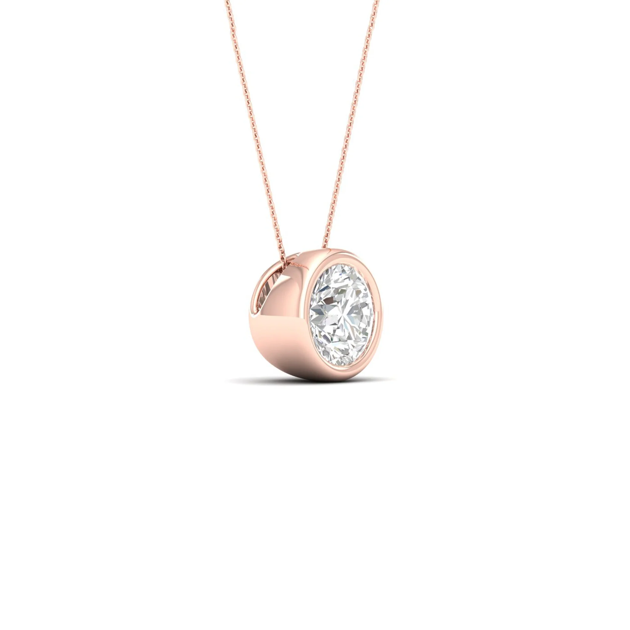 1/2 ctw Round Bezel Set Solitaire Pendant - Image 6