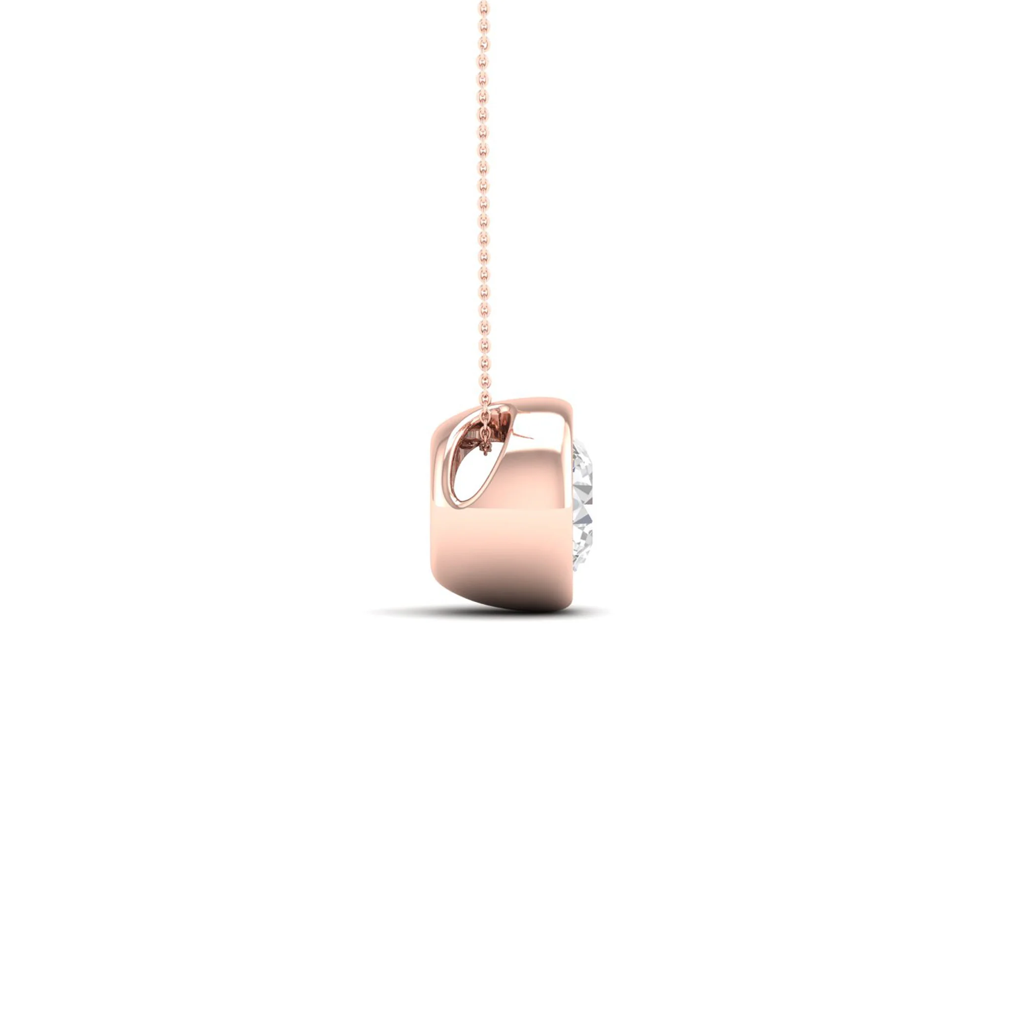 1/2 ctw Round Bezel Set Solitaire Pendant - Image 7