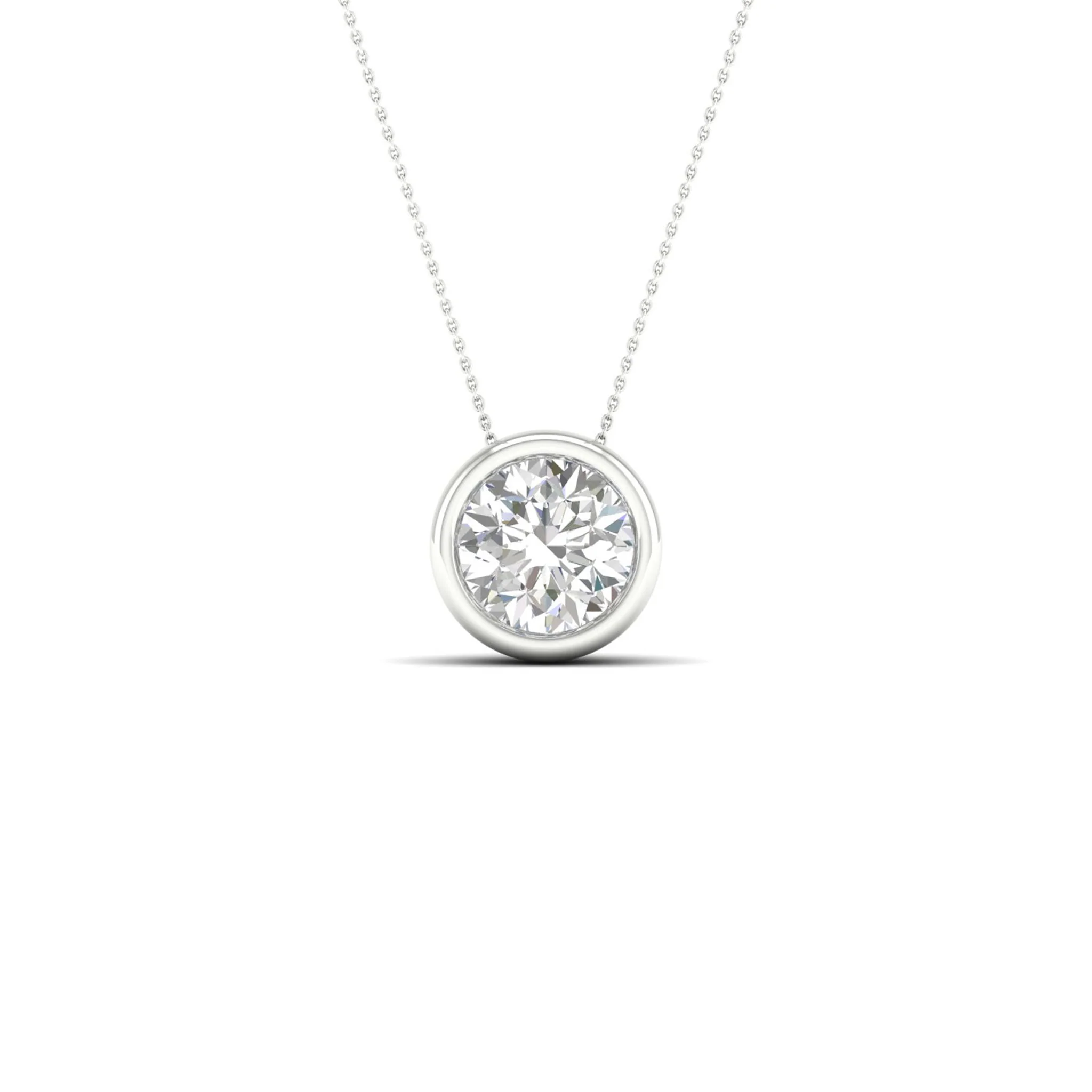 1/2 ctw Round Bezel Set Solitaire Pendant - Image 9