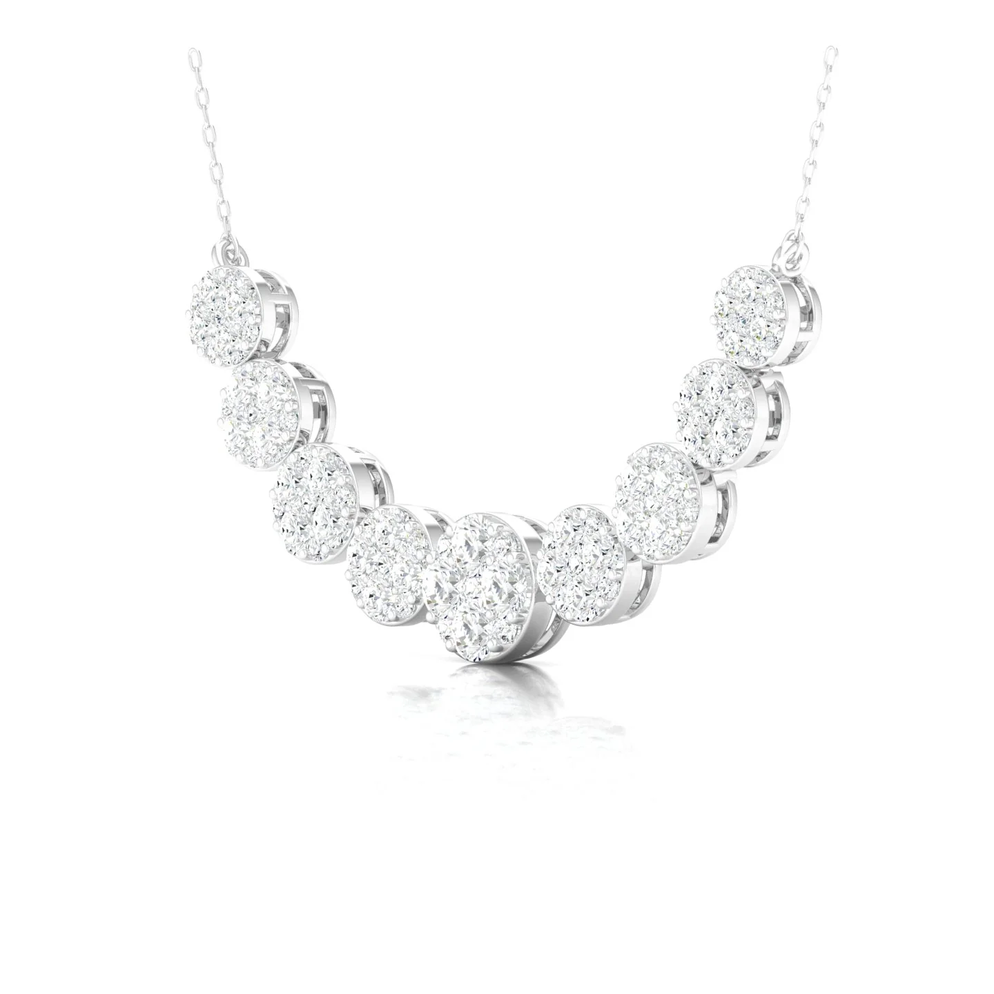 1 3/4 Ctw Nine Cluster Graduating Fashion Pendant - Image 6
