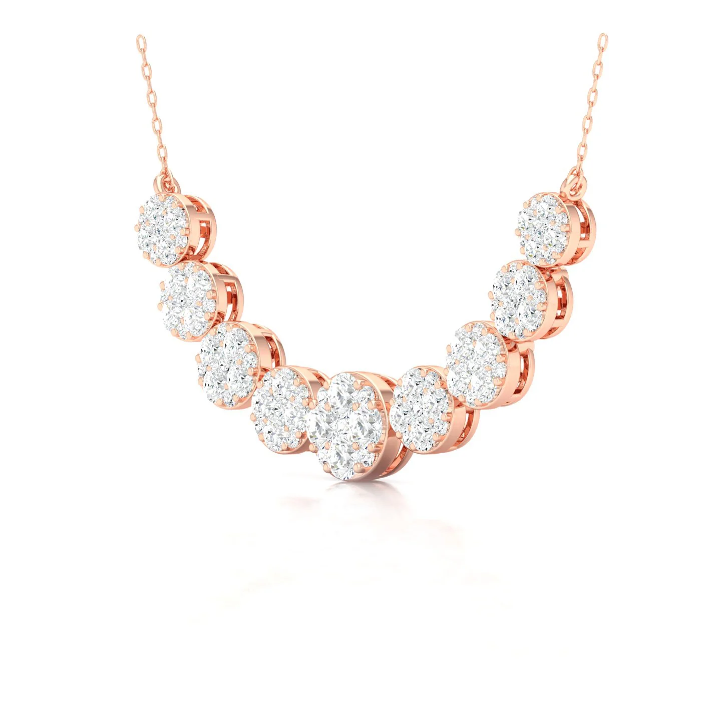 1 3/4 Ctw Nine Cluster Graduating Fashion Pendant - Image 9