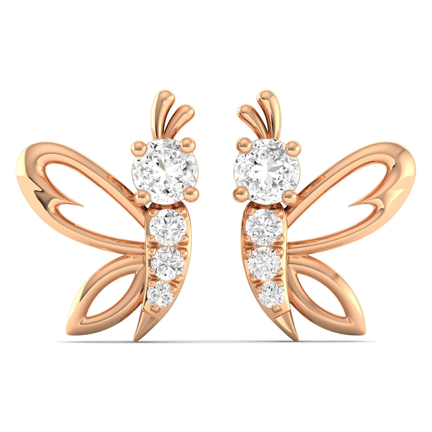 Lab Grown Diamond Butterfly Stud Earrings 9k Solid Gold - Image 4