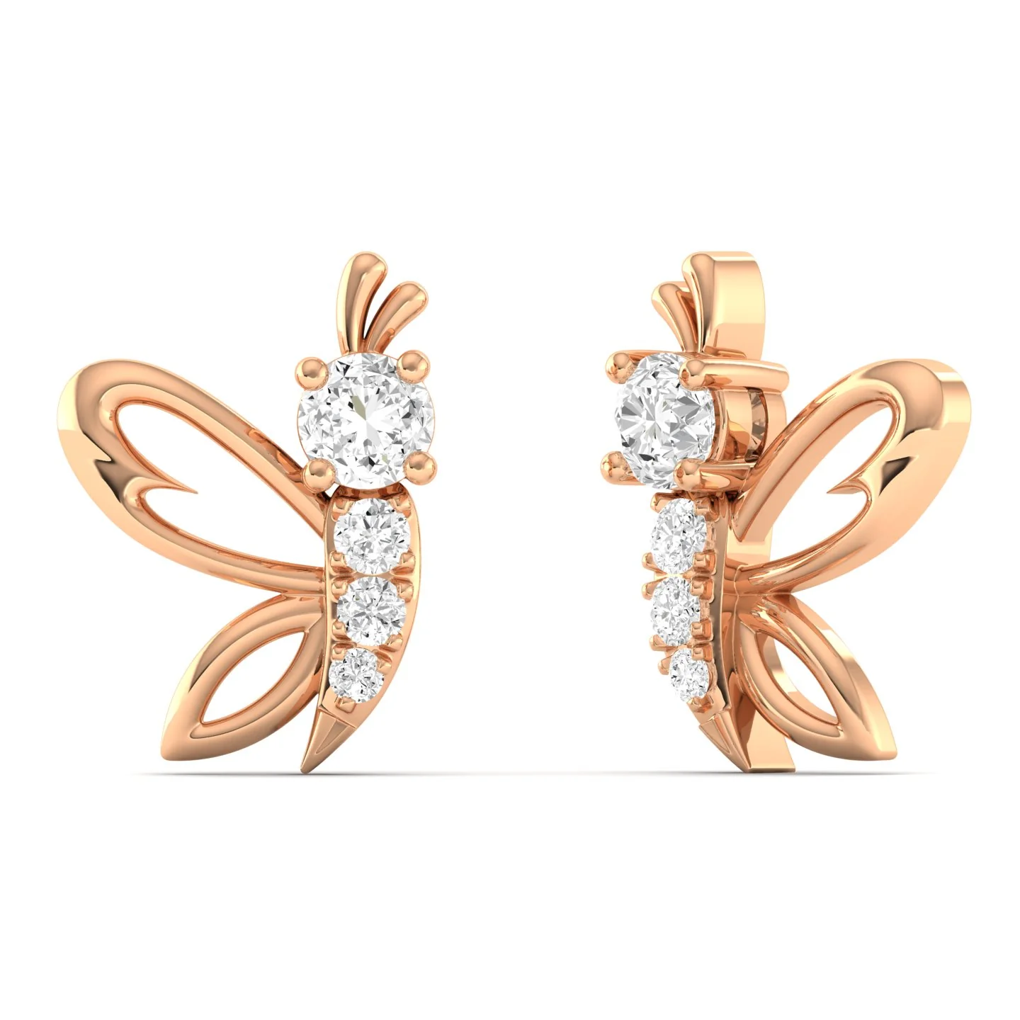 Lab Grown Diamond Butterfly Stud Earrings 9k Solid Gold - Image 6