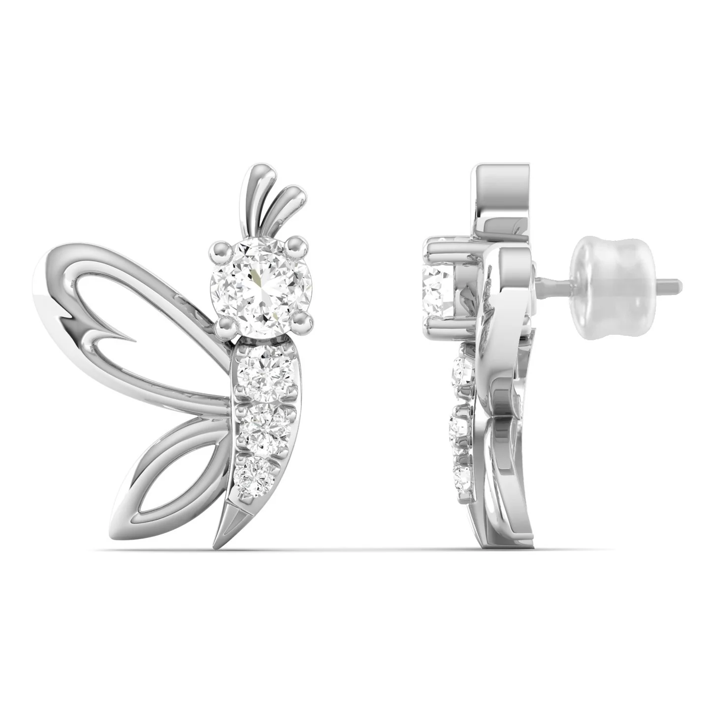 Lab Grown Diamond Butterfly Stud Earrings 9k Solid Gold - Image 7