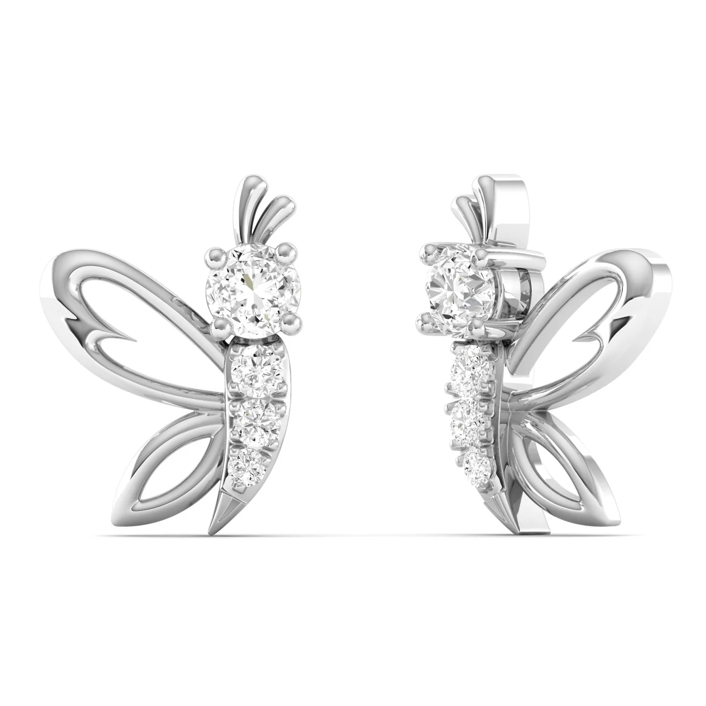 Lab Grown Diamond Butterfly Stud Earrings 9k Solid Gold - Image 9