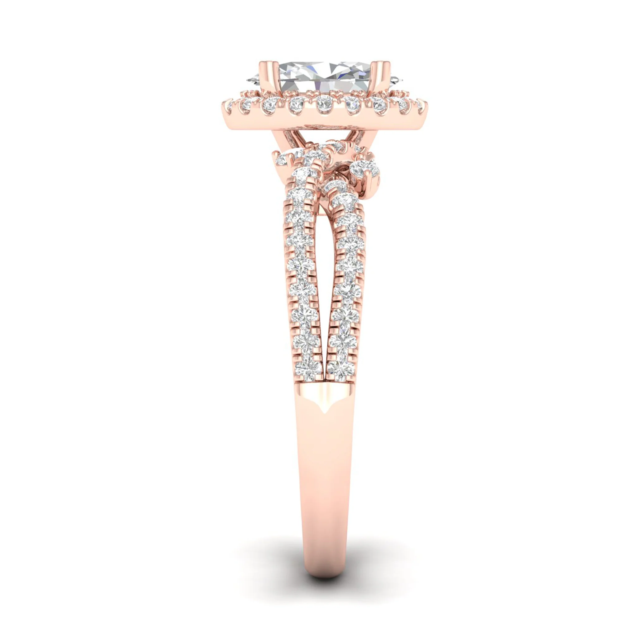 1 5/8 ctw Oval Halo Split Shank Engagement Ring - Image 11
