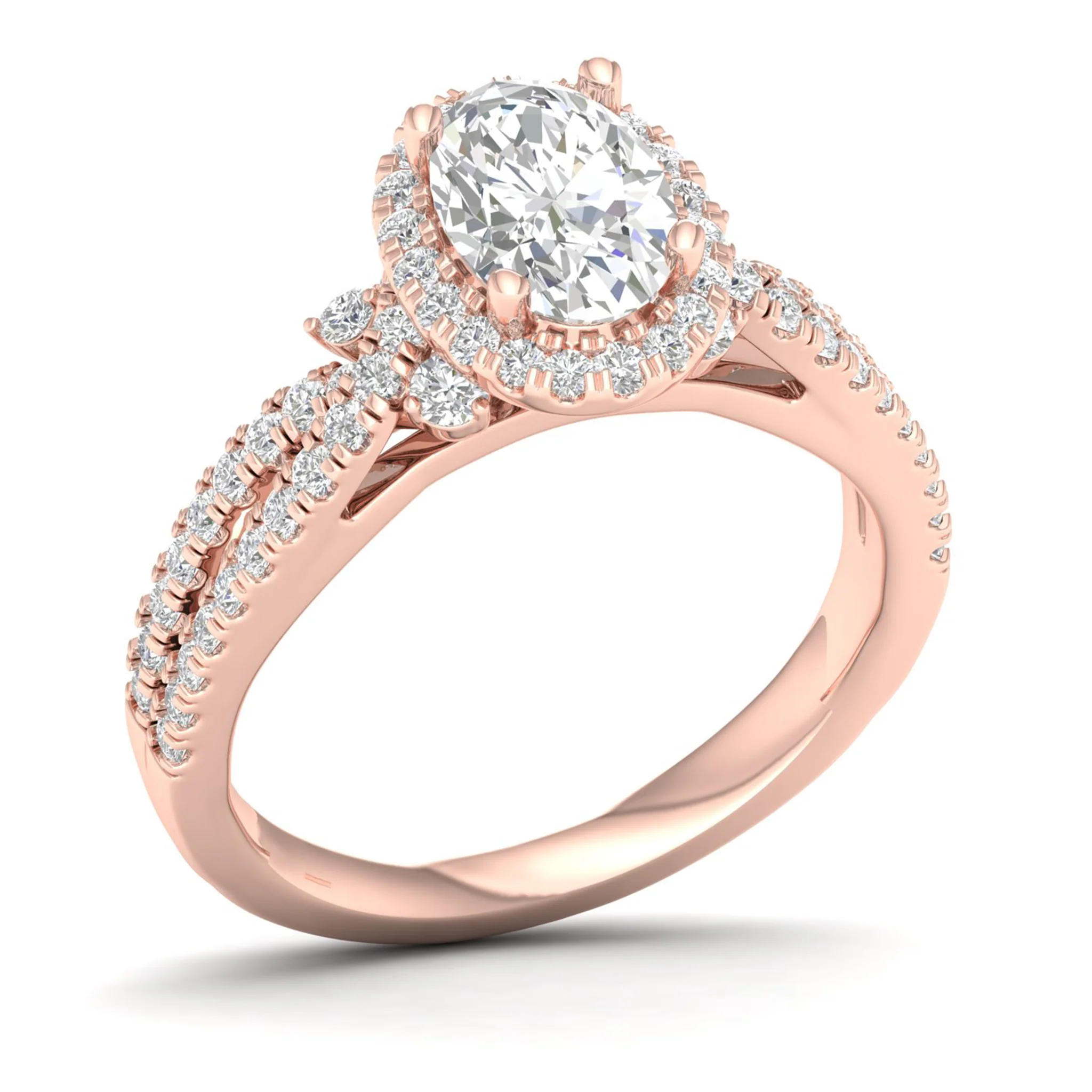 1 5/8 ctw Oval Halo Split Shank Engagement Ring - Image 12