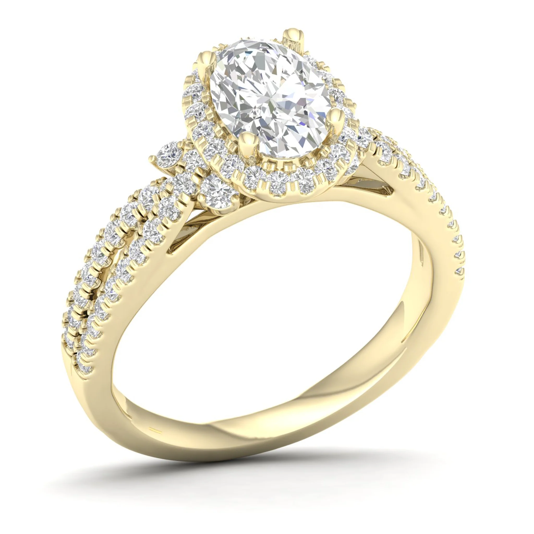 1 5/8 ctw Oval Halo Split Shank Engagement Ring - Image 3