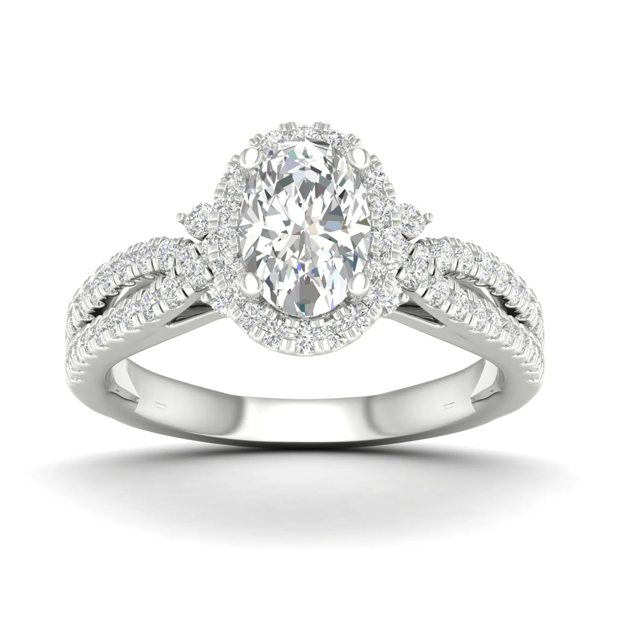 1 5/8 ctw Oval Halo Split Shank Engagement Ring - Image 5