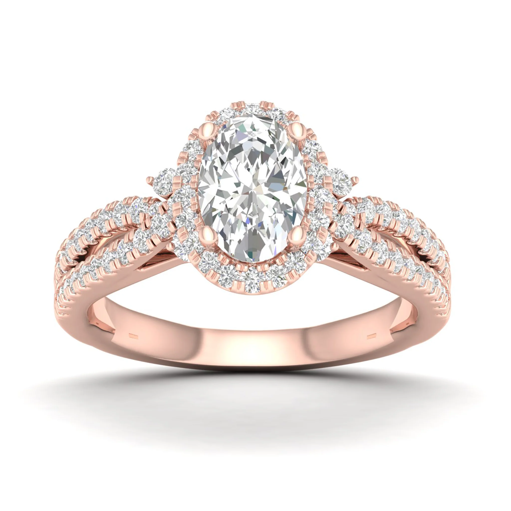 1 5/8 ctw Oval Halo Split Shank Engagement Ring - Image 9