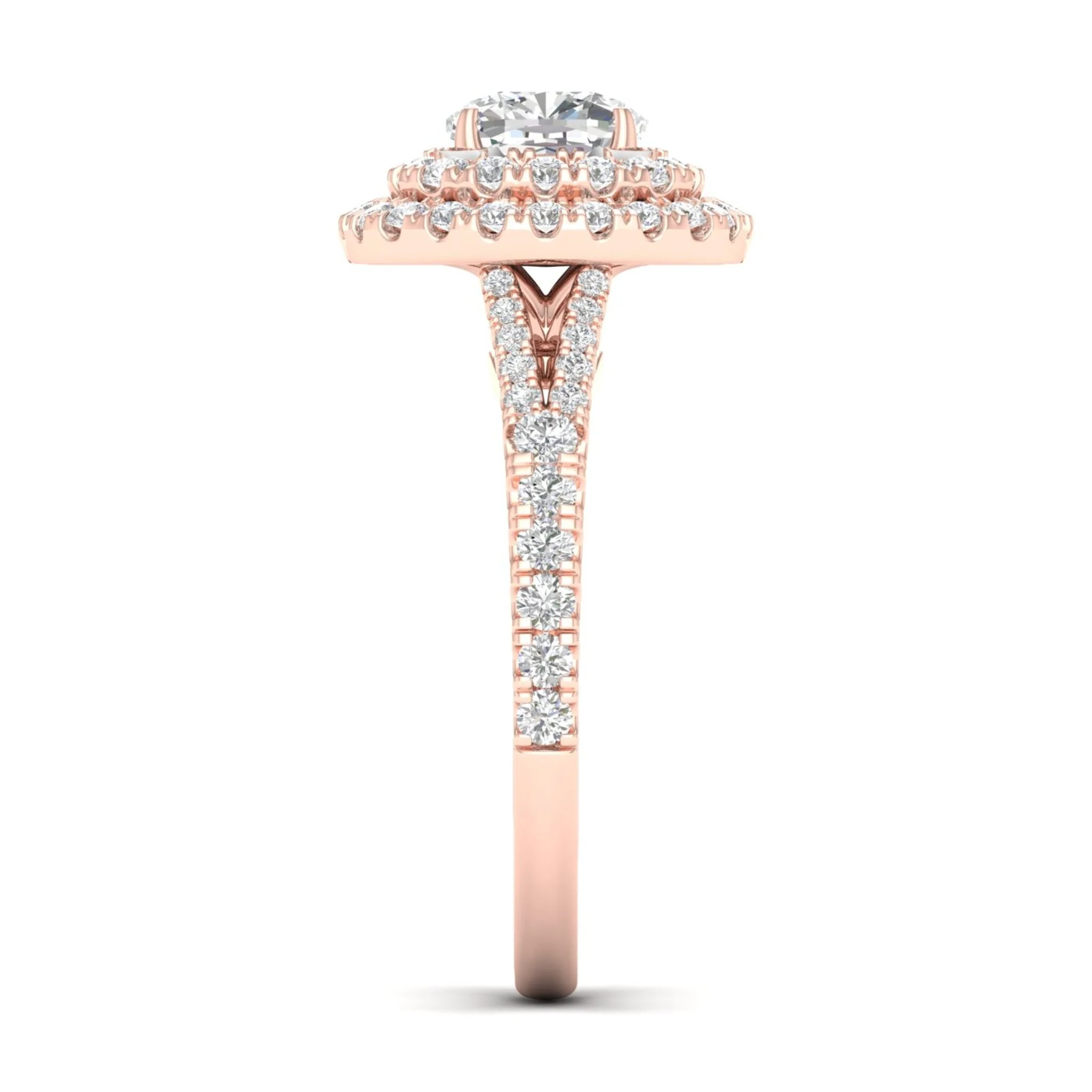 1 7/8 ctw Cushion Double Halo Classic Split Shank Ring - Image 11