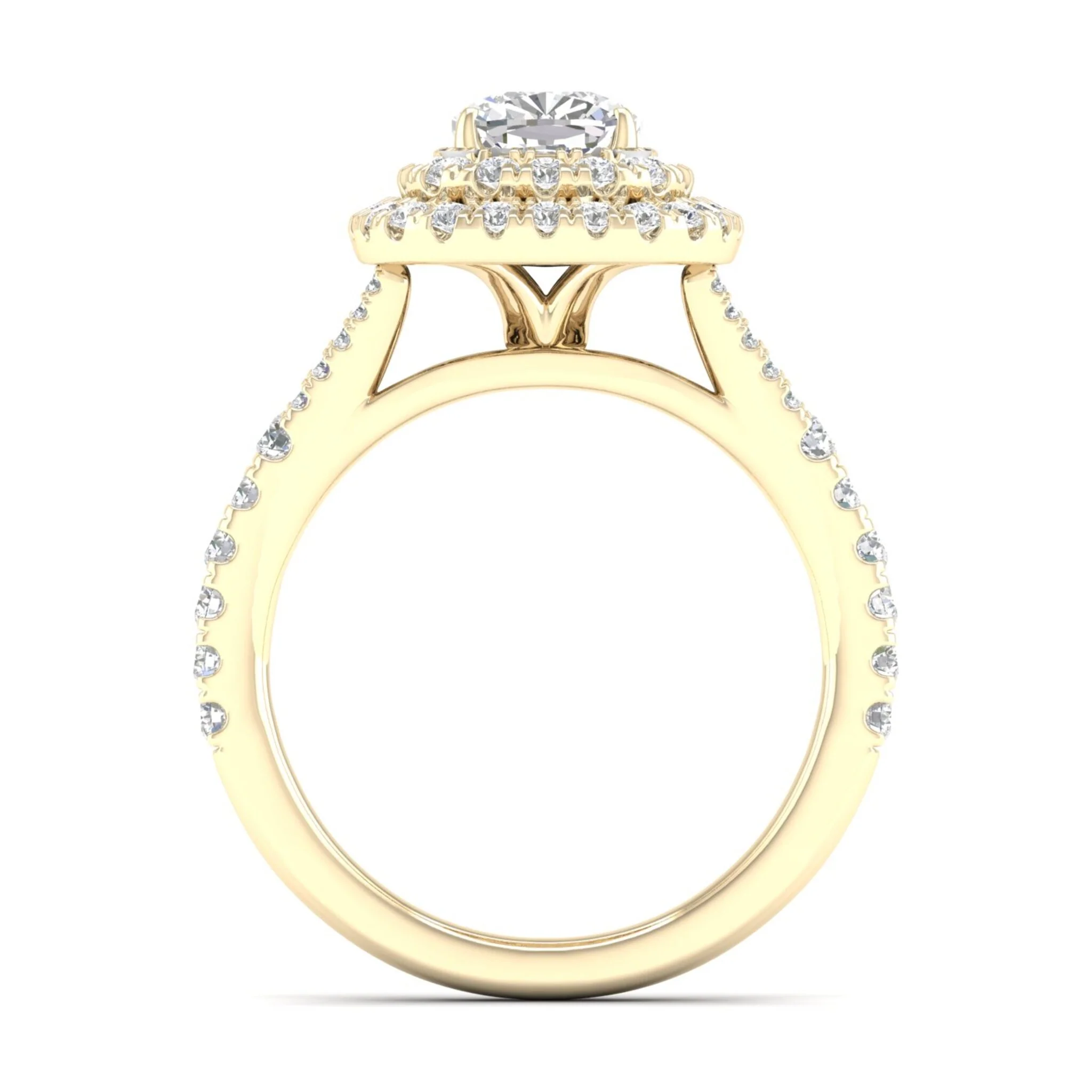 1 7/8 ctw Cushion Double Halo Classic Split Shank Ring - Image 3