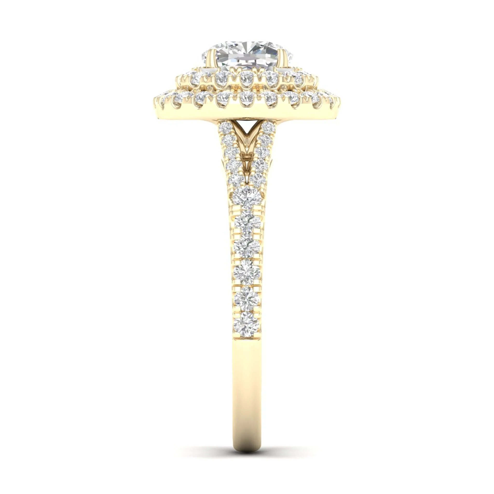 1 7/8 ctw Cushion Double Halo Classic Split Shank Ring - Image 4