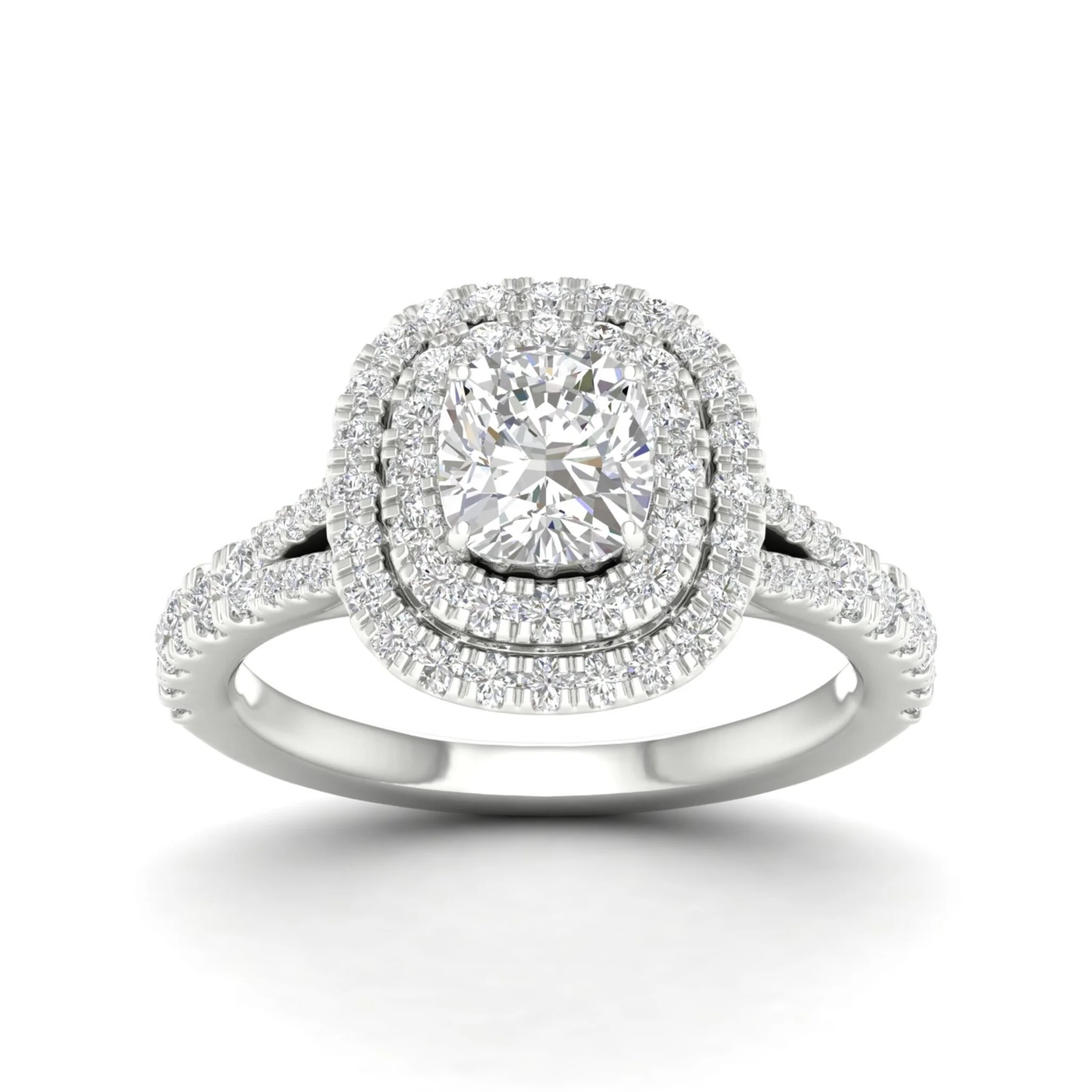 1 7/8 ctw Cushion Double Halo Classic Split Shank Ring - Image 5