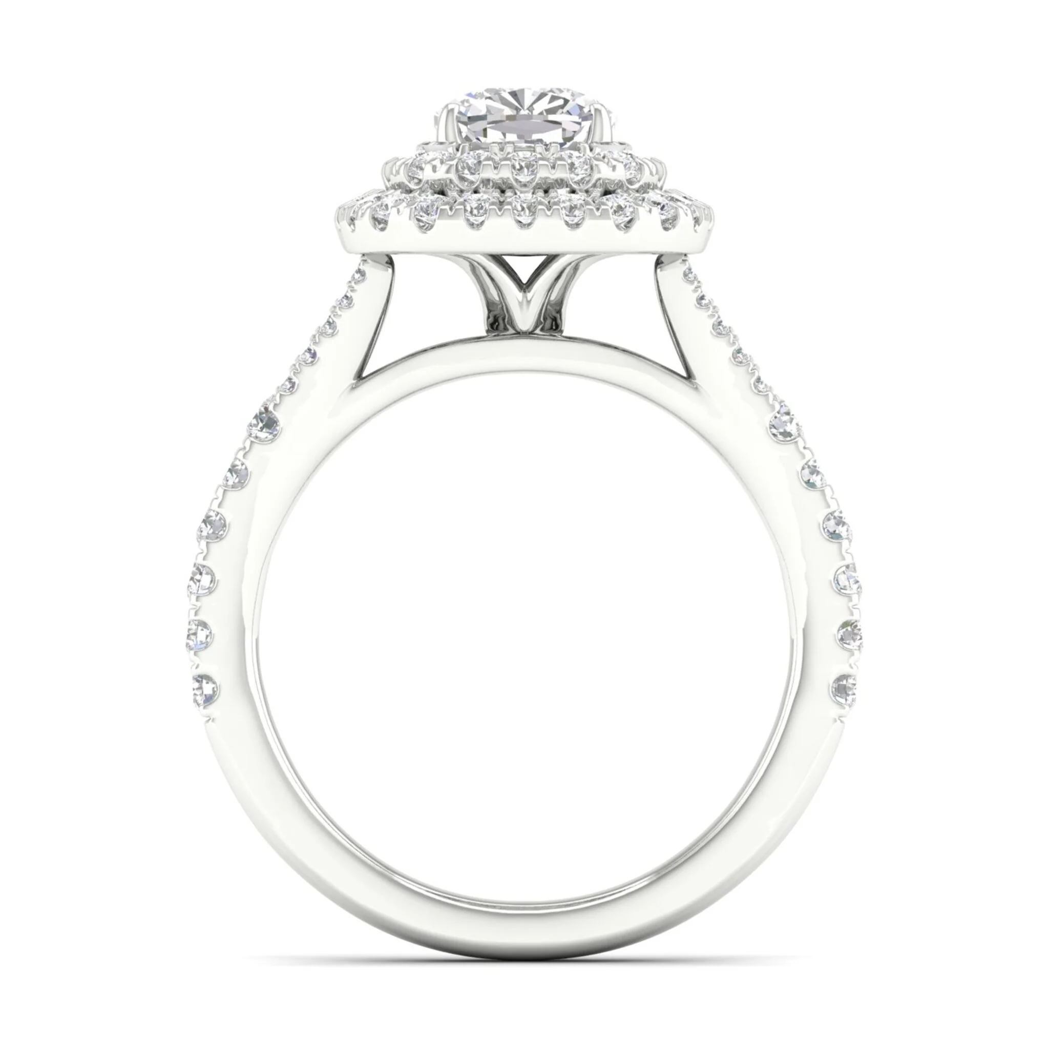 1 7/8 ctw Cushion Double Halo Classic Split Shank Ring - Image 6