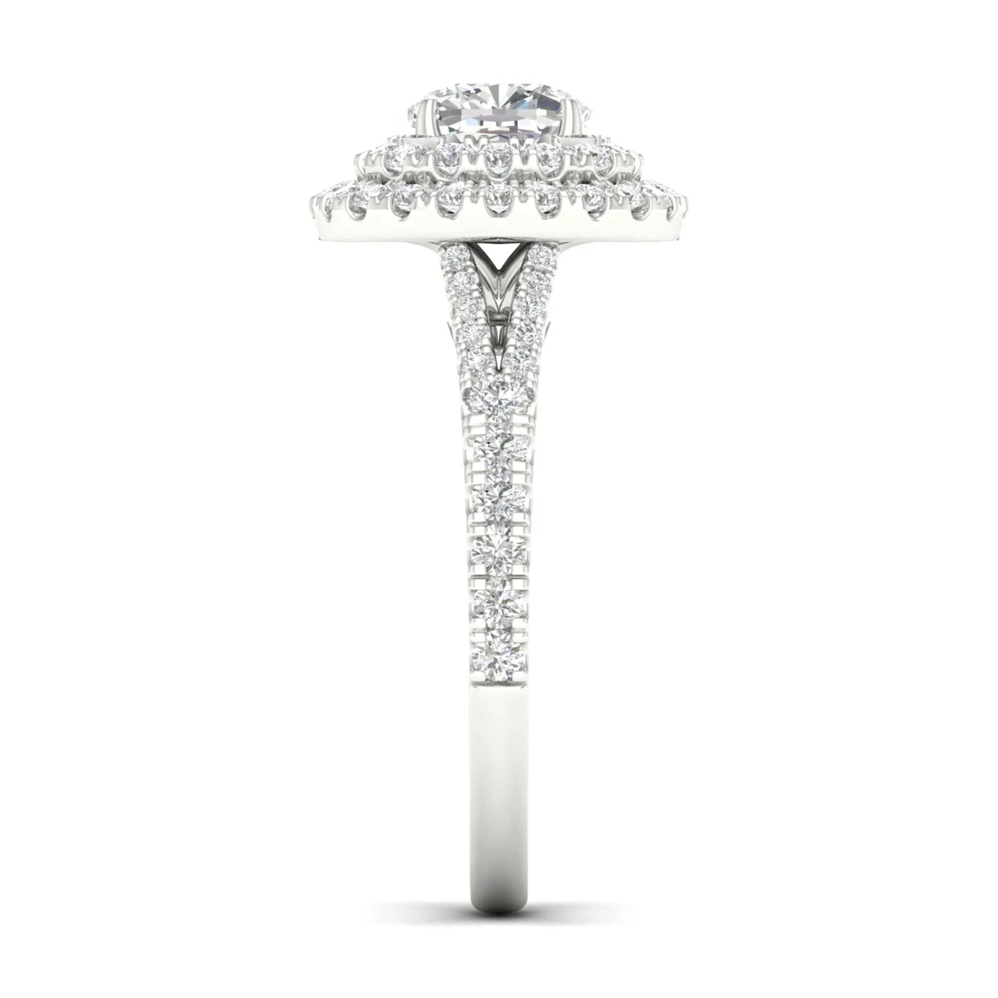 1 7/8 ctw Cushion Double Halo Classic Split Shank Ring - Image 7